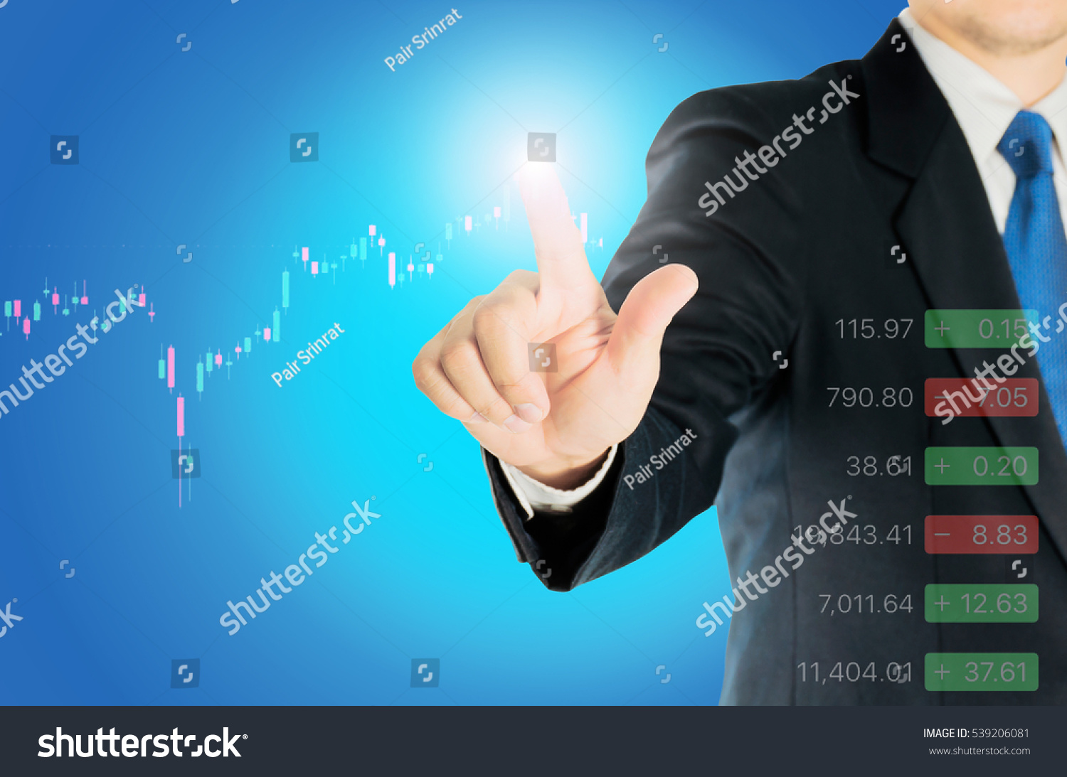 Businessman Pointing Growth Stock Chart Data Stock Photo 539206081 ...