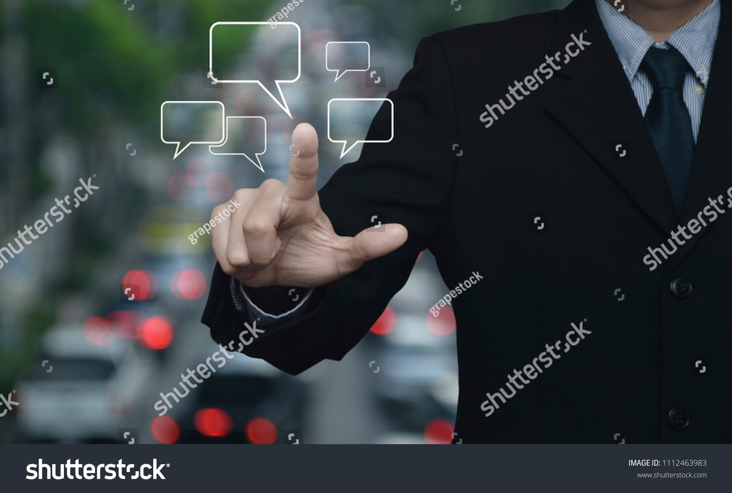 Businessman Point Social Chat Sign Speech Stock Photo Edit Now