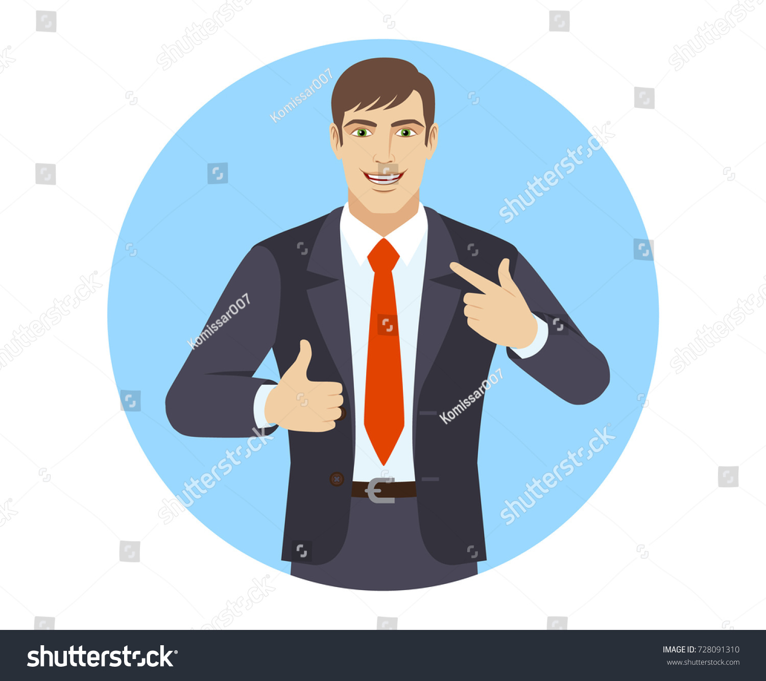 Businessman Showing Thumb Pointing Finger Himself Stock Illustration ...