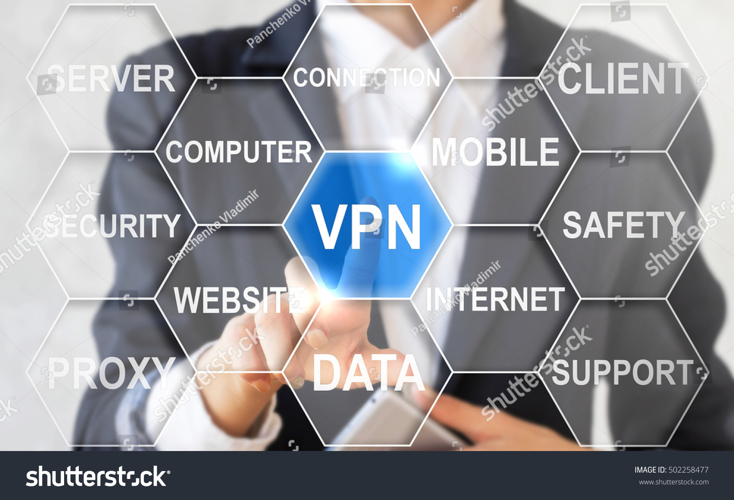 Businessman Touched Vpn Sign Virtual Private Stock Photo 502258477