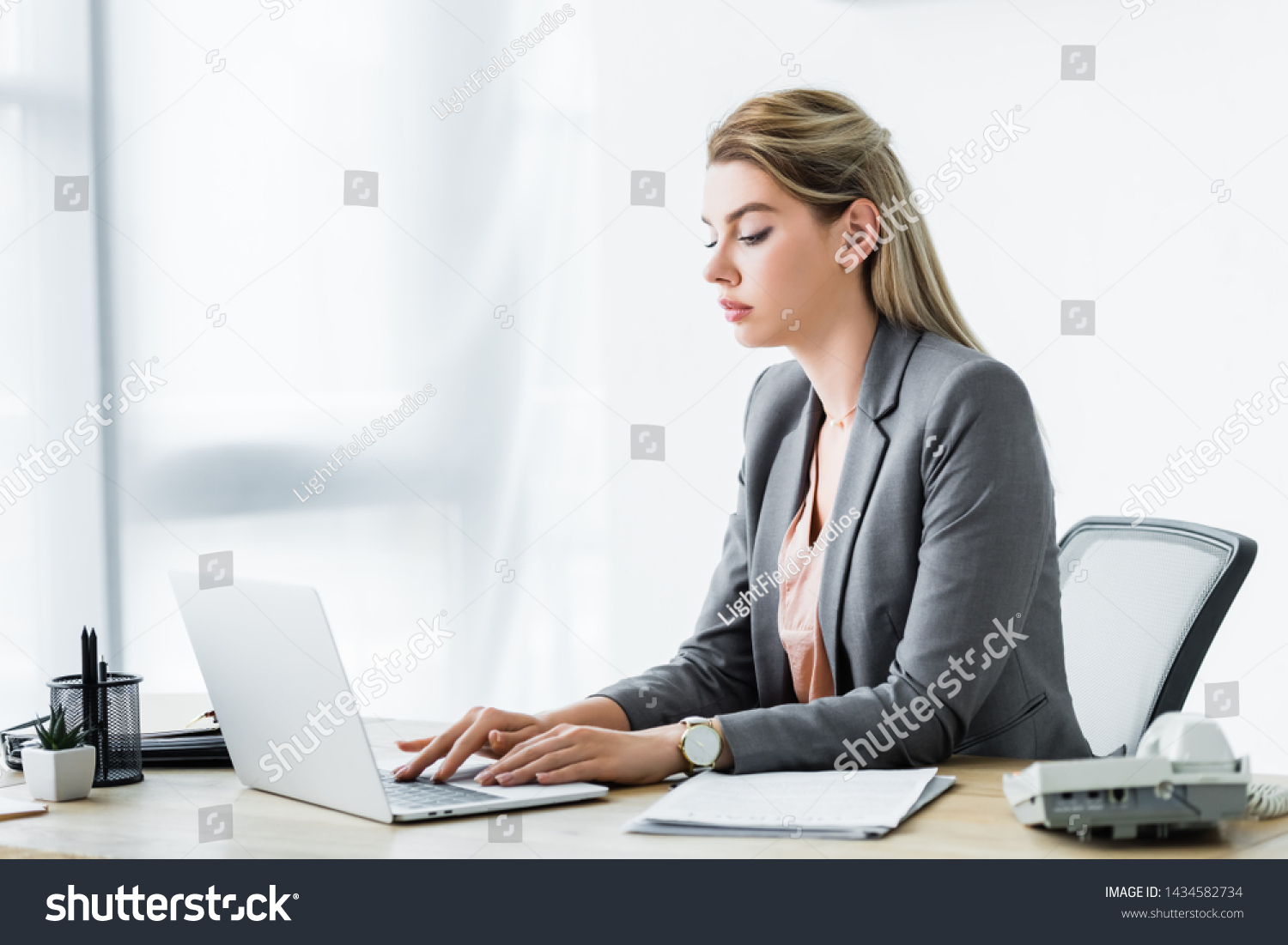 Businesswoman Formal Wear Sitting Office Working Stock Photo 1434582734 ...