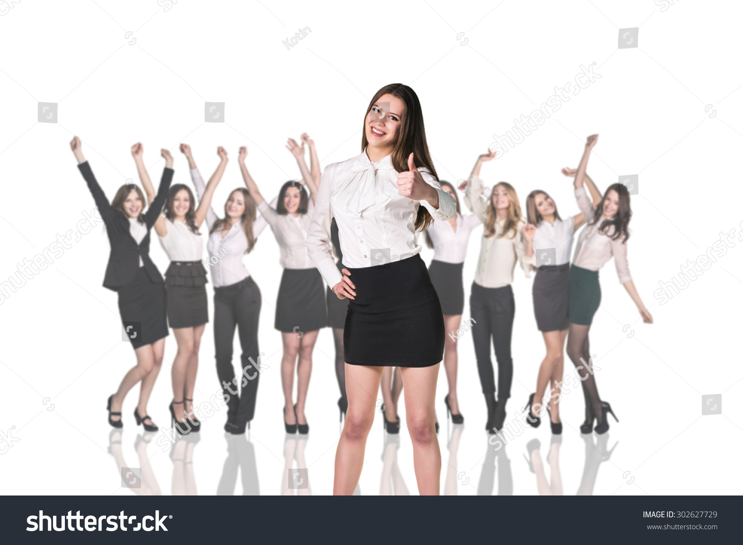 Businesswoman On The Background Of Smiling Happy Businesswomen Stock