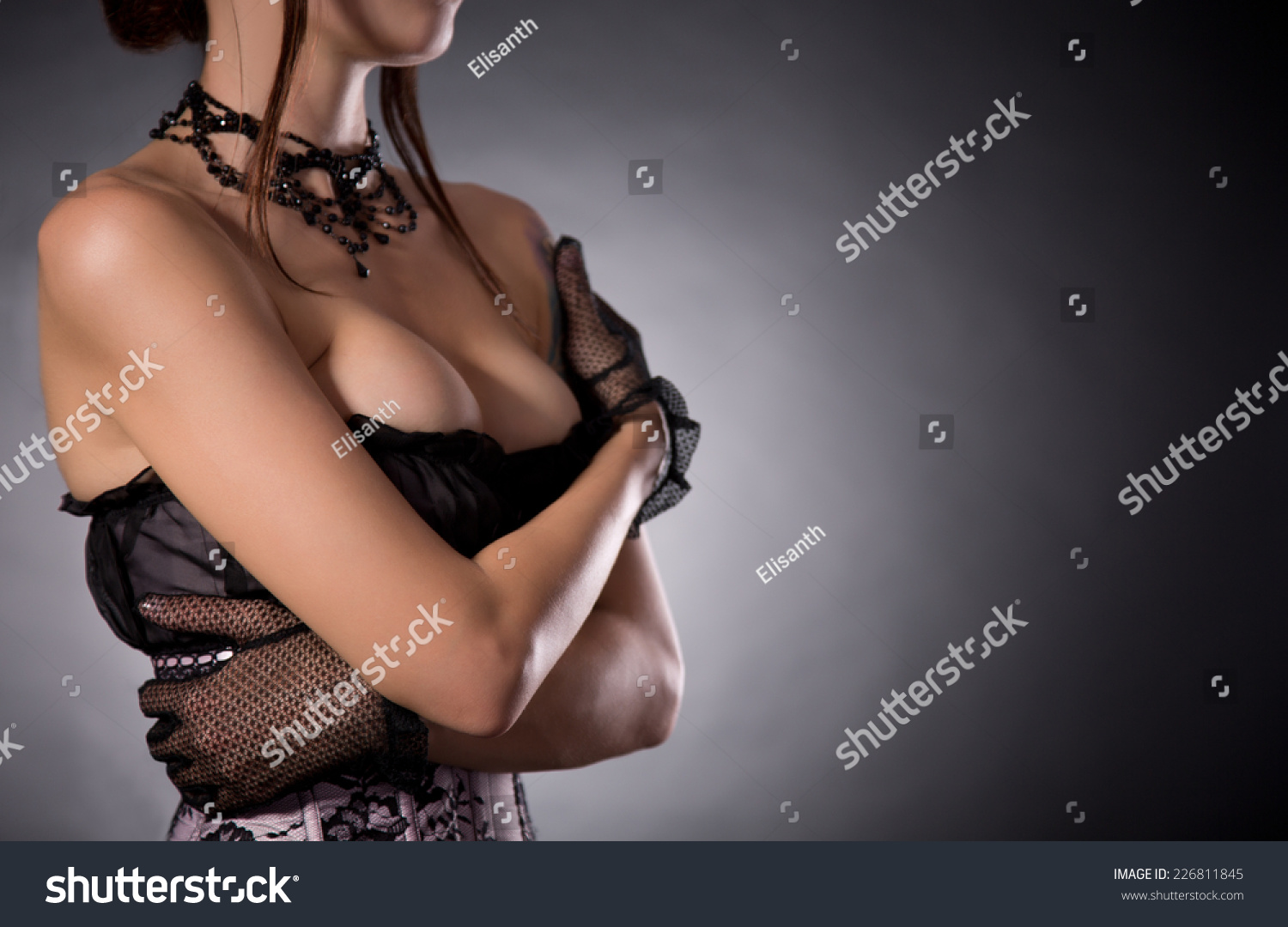 Bondage embracing in woman