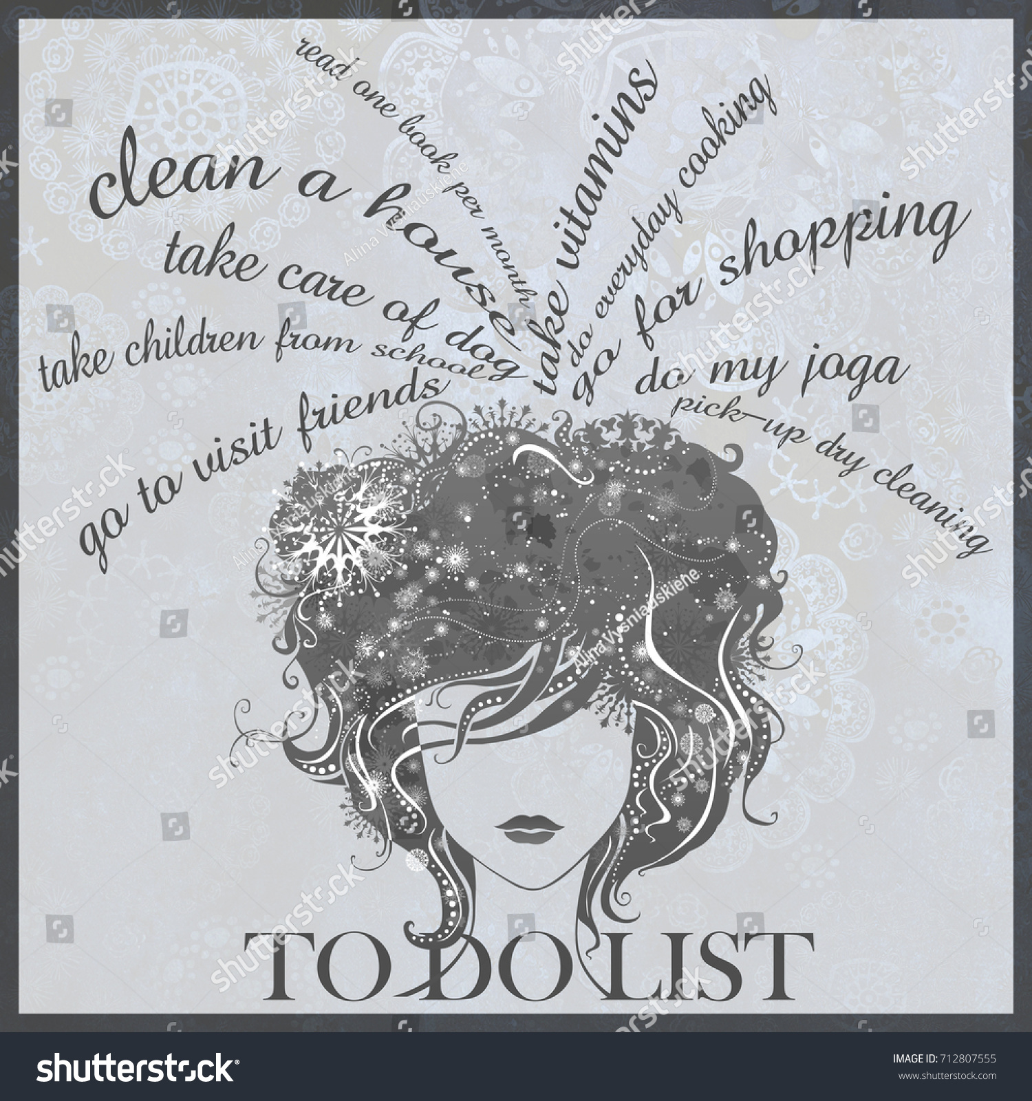busy woman do list poster stock illustration 712807555 shutterstock