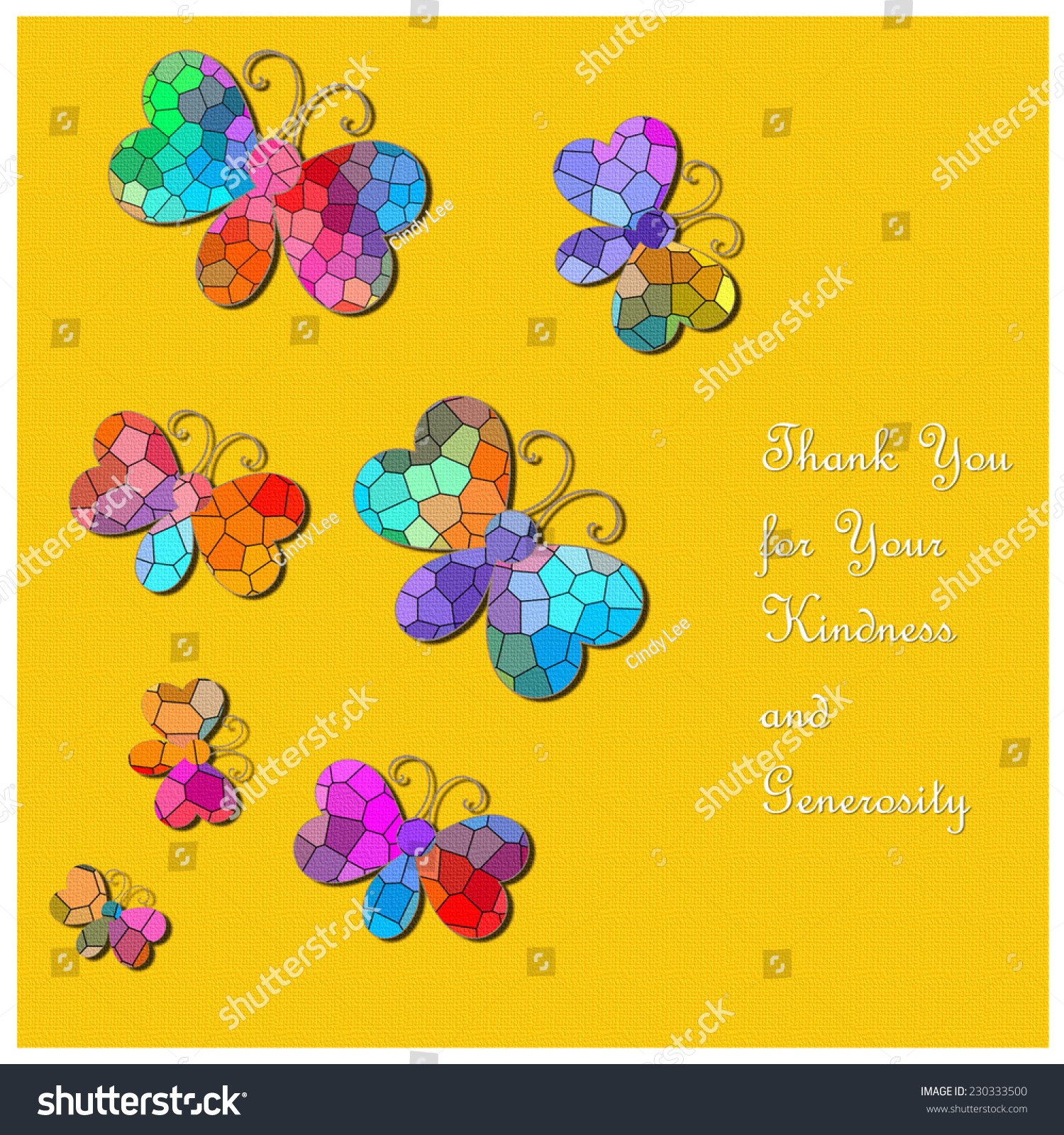 Butterflies Thank You Your Kindness Generosity Stock Illustration