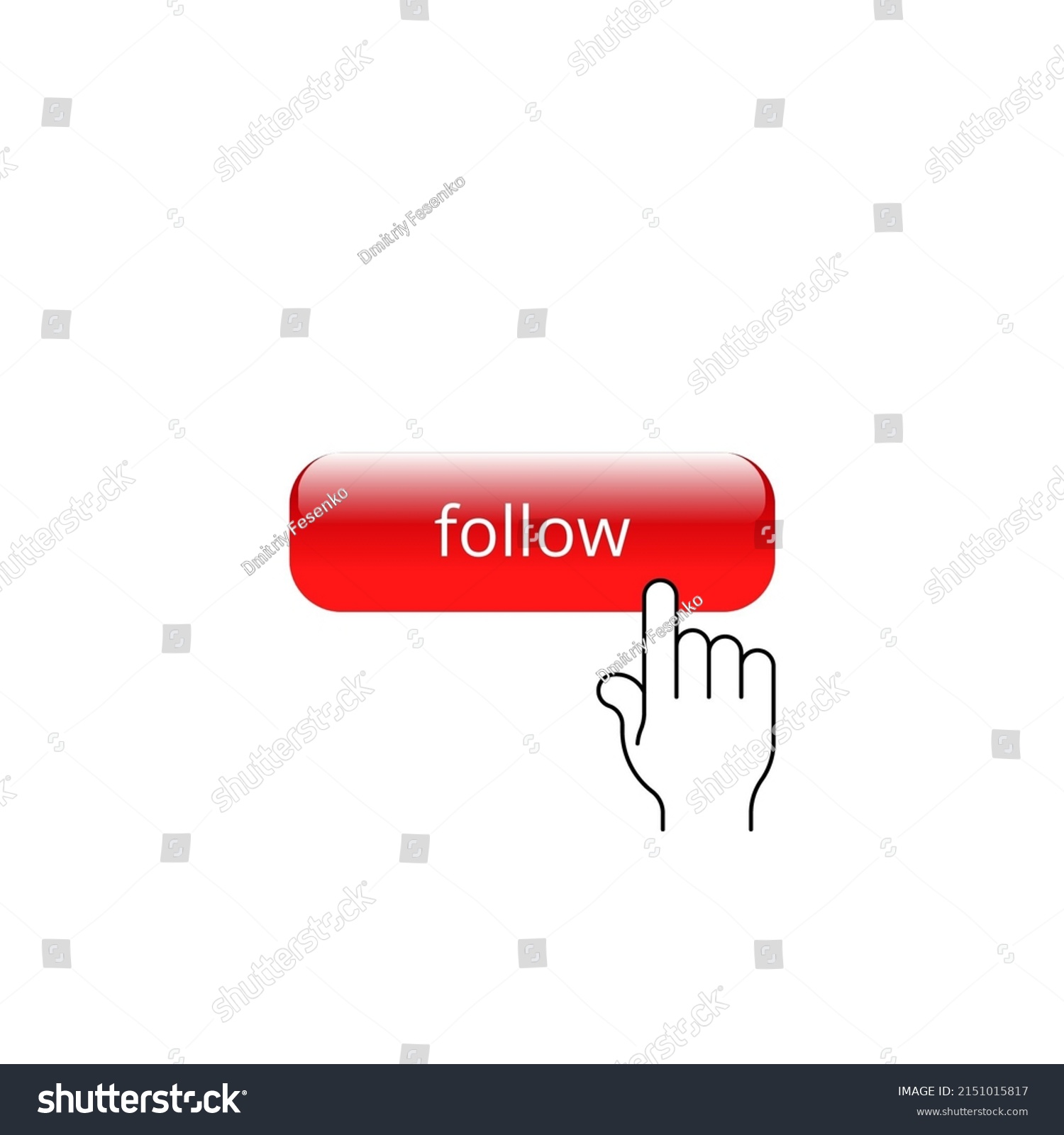 Button Illustration Follow Hand Stock Illustration 2151015817 ...