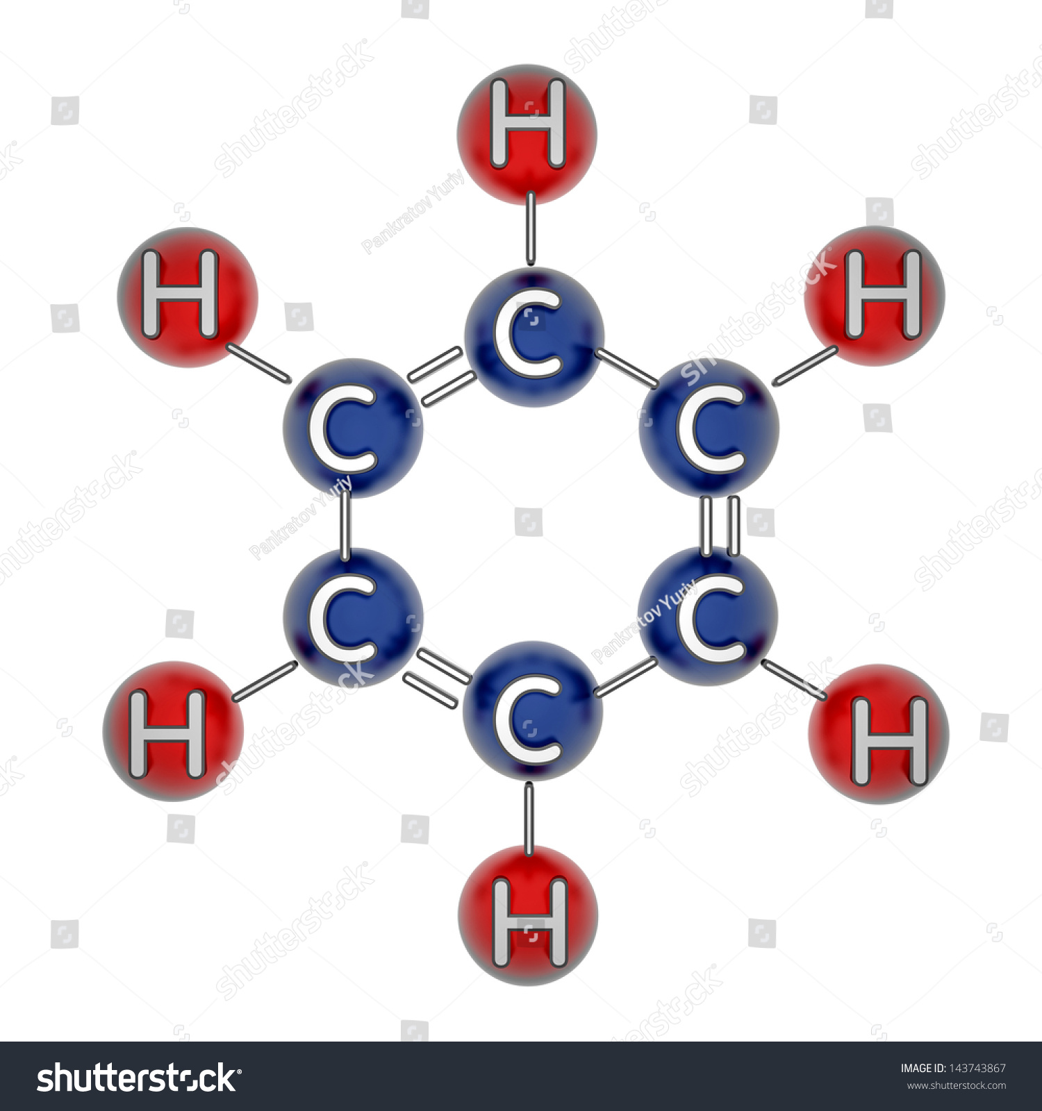 C6h6 Benzol 3d Model Isolated On Stock Illustration 143743867 ...