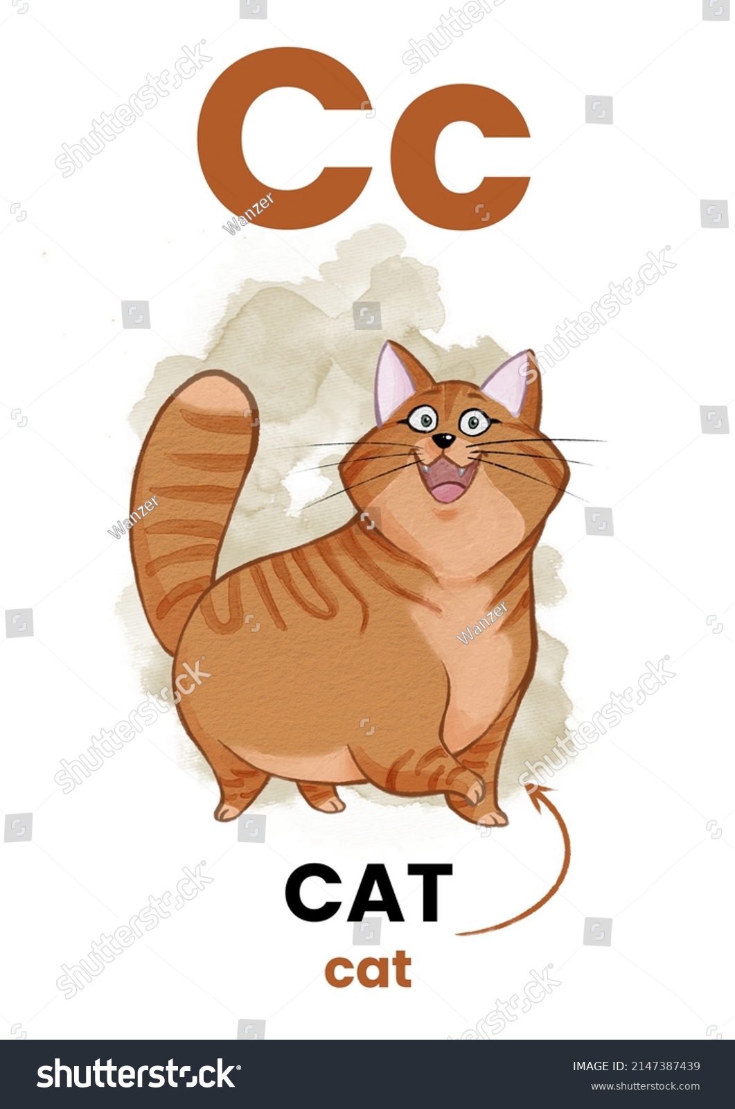 C Letter Animal Flashcard Cat Character Stock Illustration 2147387439 ...