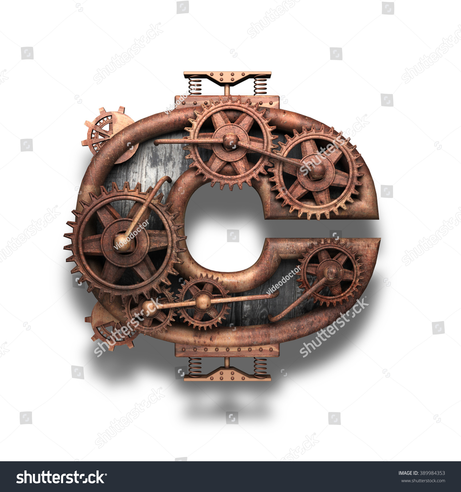 C Rusted Letter Gears On White Stock Illustration 389984353 - Shutterstock