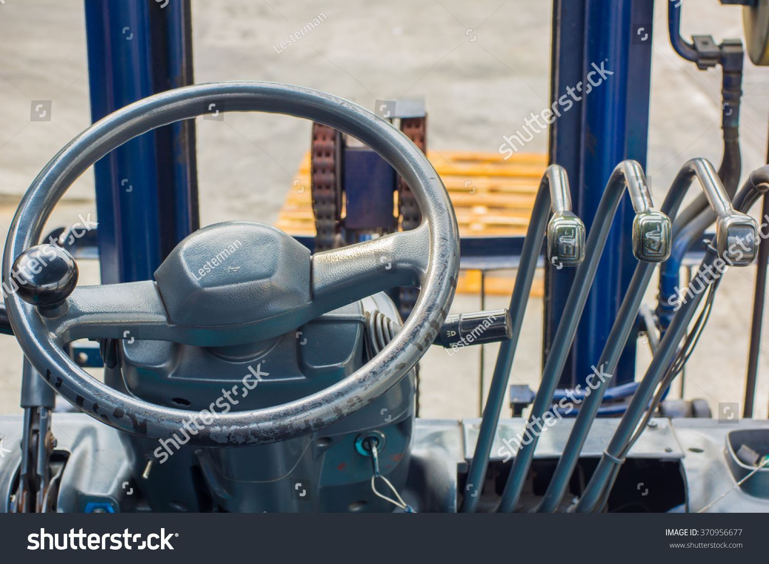 Cabin Forklift Truck Levers Steering Wheel Stock Photo Edit Now 370956677