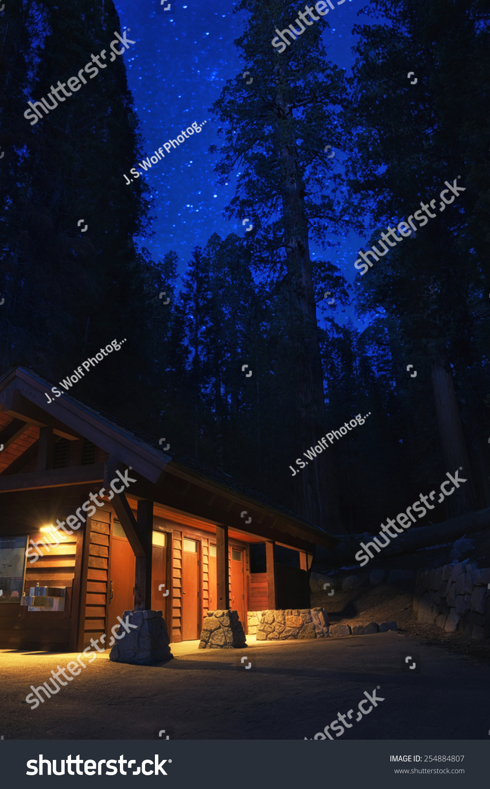 Cabin Woods Night Redwoods Stock Photo Edit Now 254884807