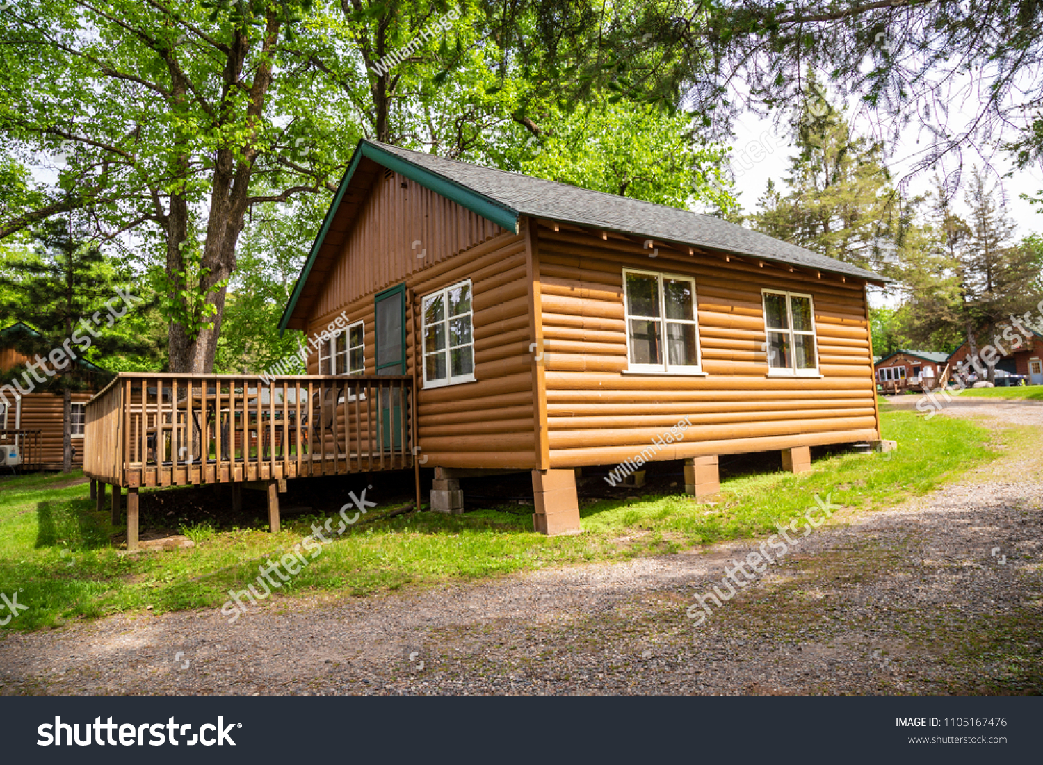 Cabin North Windows Porch Summer Camp Parks Outdoor Stock Image