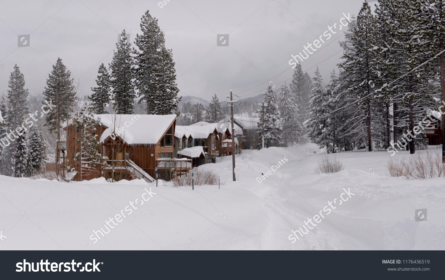 Cabins Houses Covered Snow Lake Tahoe Stock Photo Edit Now