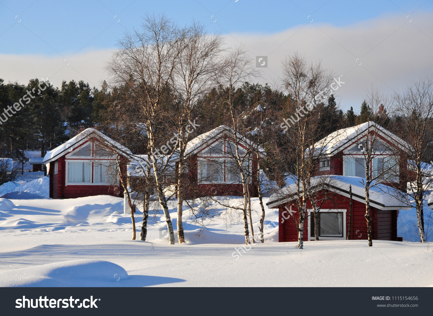 Cabins Trees Snow North Pole Stock Photo Edit Now 1115154656