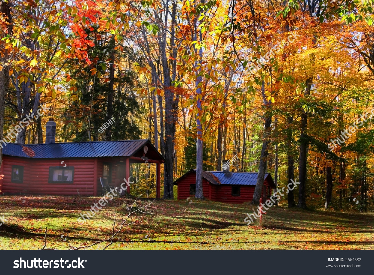 Cabins Michigan Upper Peninsula During Autumn Stock Photo Edit