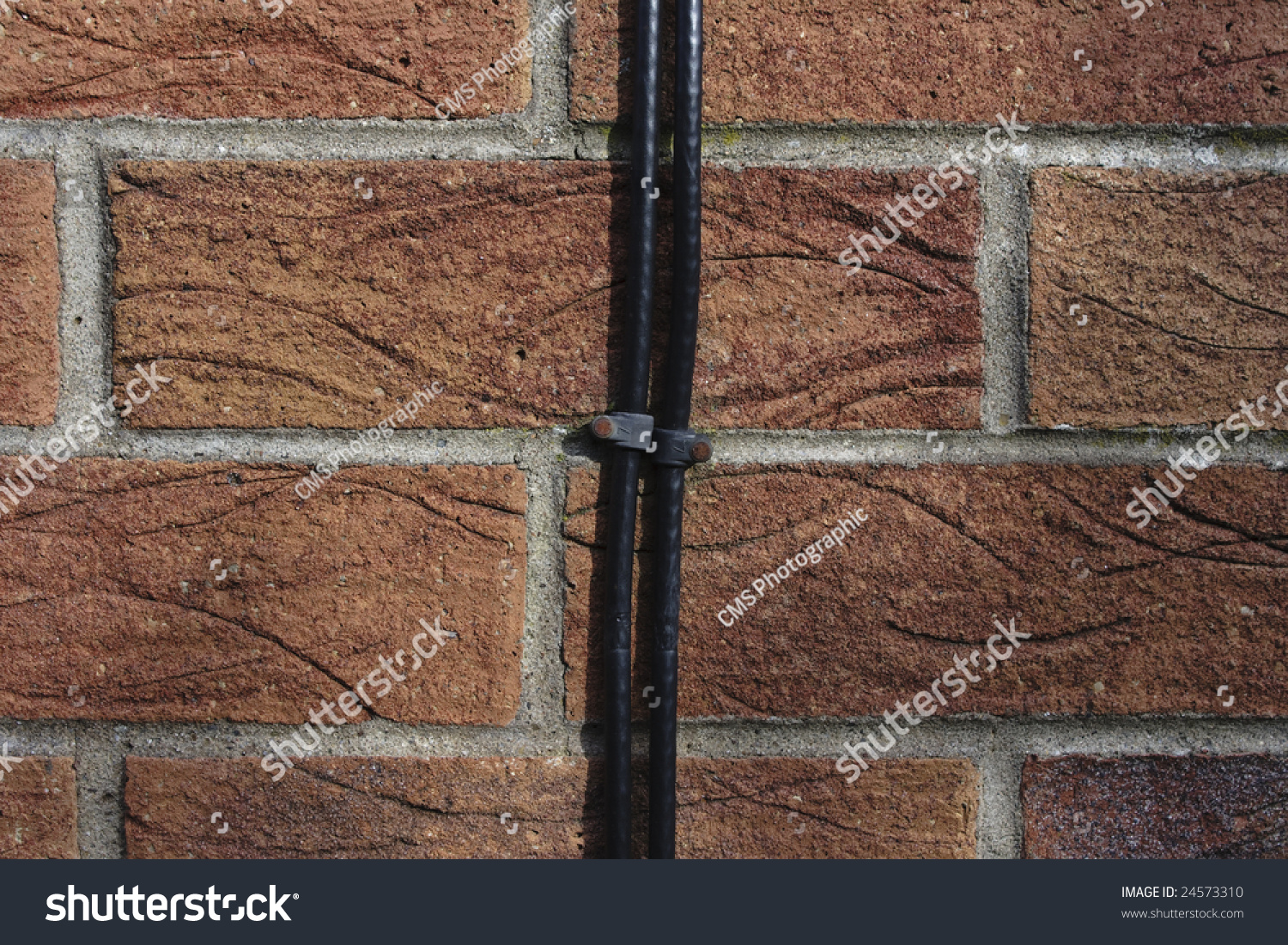 Cables Running Brick Wall Stock Photo Edit Now 24573310