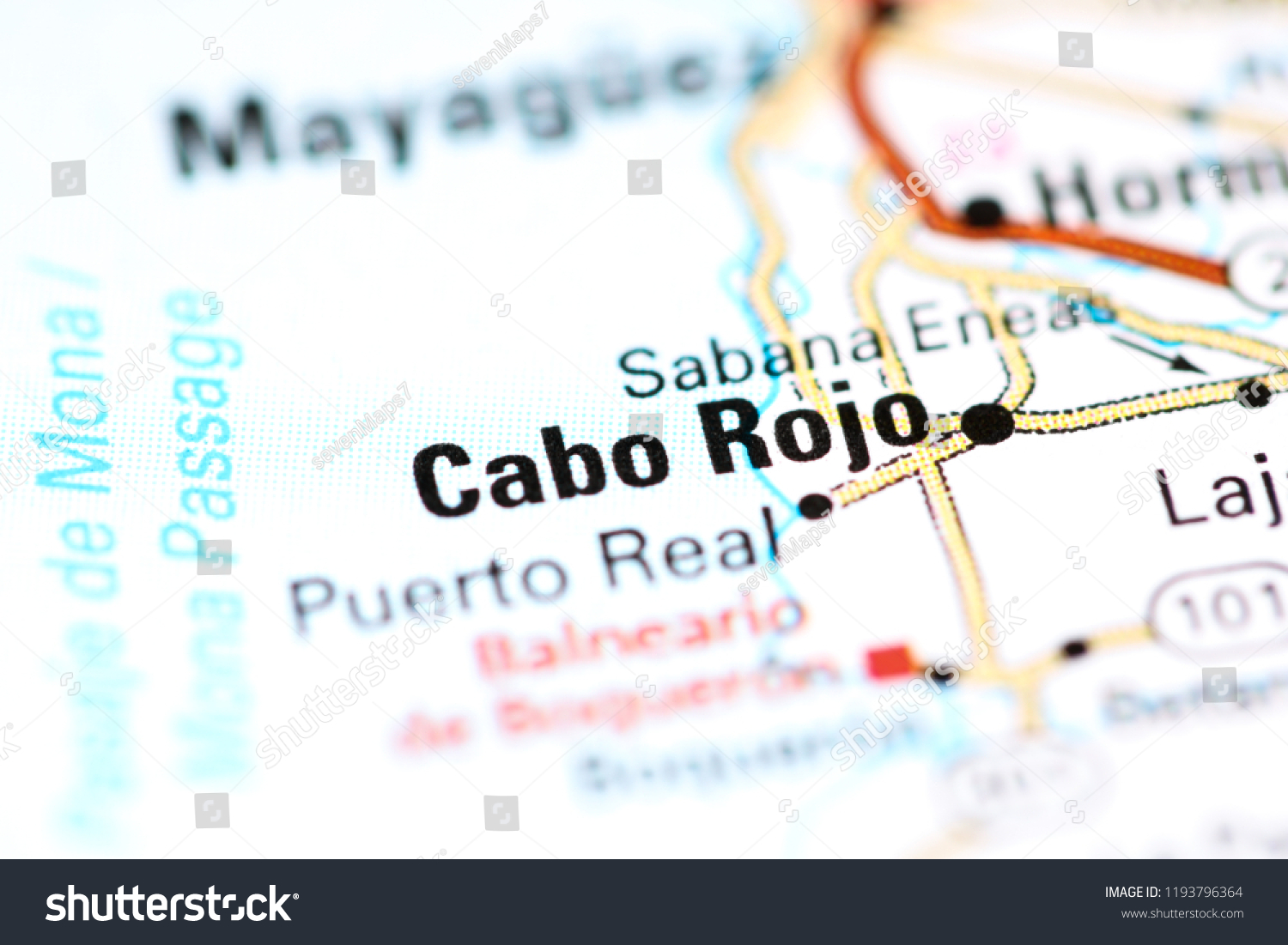 Map Of Cabo Rojo Puerto Rico Cabo Rojo Puerto Rico On Map Stock Photo 1193796364 | Shutterstock