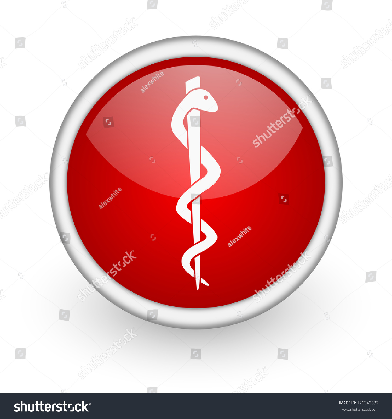 Caduceus Red Circle Web Icon On White Background Stock Photo 126343637 ...