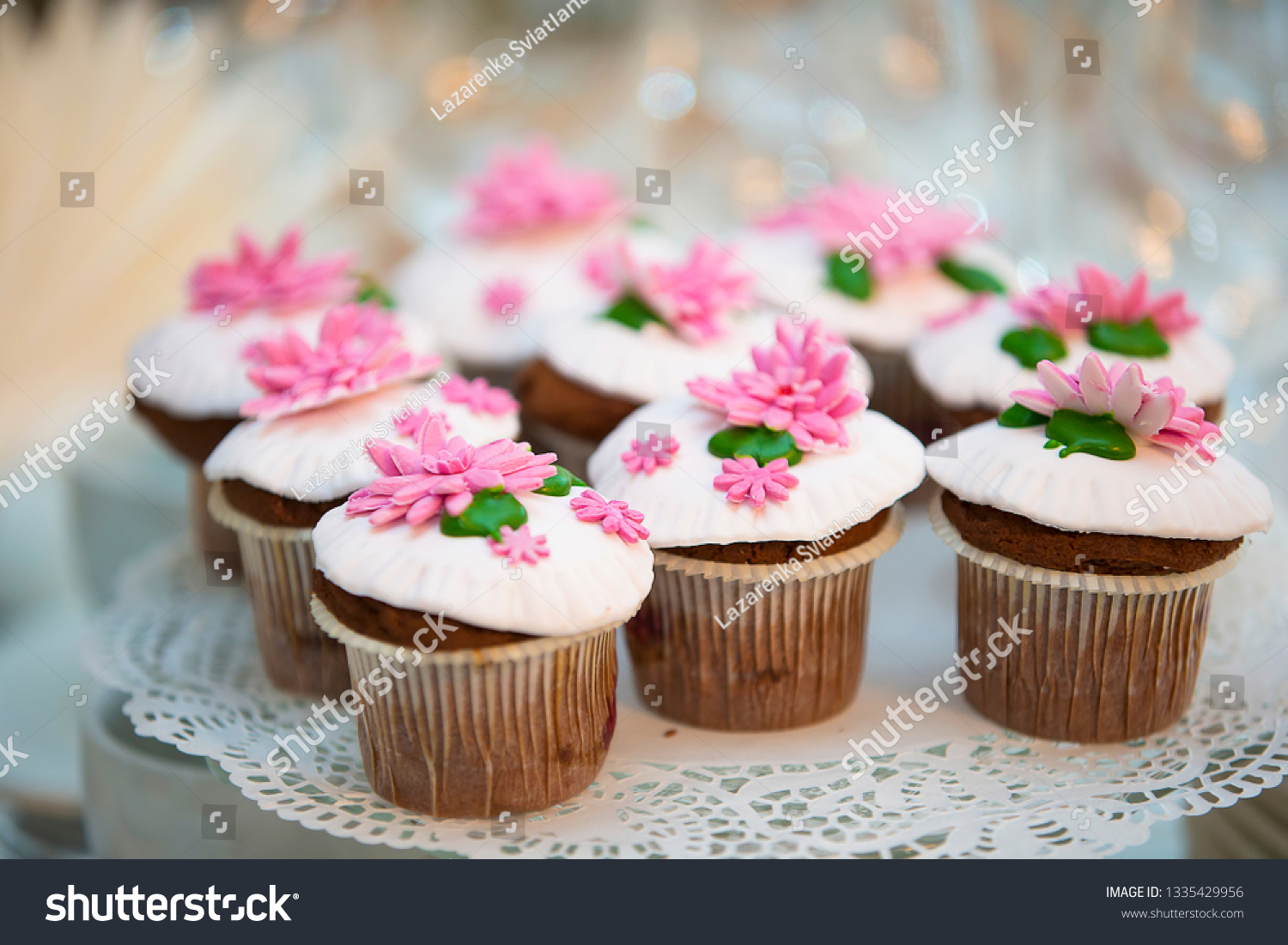 Cake Buffet Table Group Small Cupcakes Stock Photo Edit Now