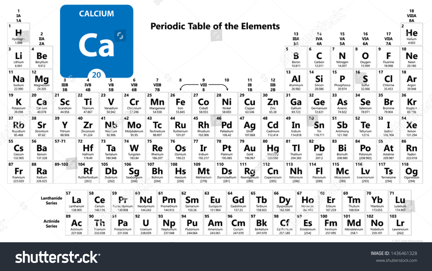 Calcium Chemical 20 Element Periodic Table Stock Illustration 1436461328 Shutterstock 2266