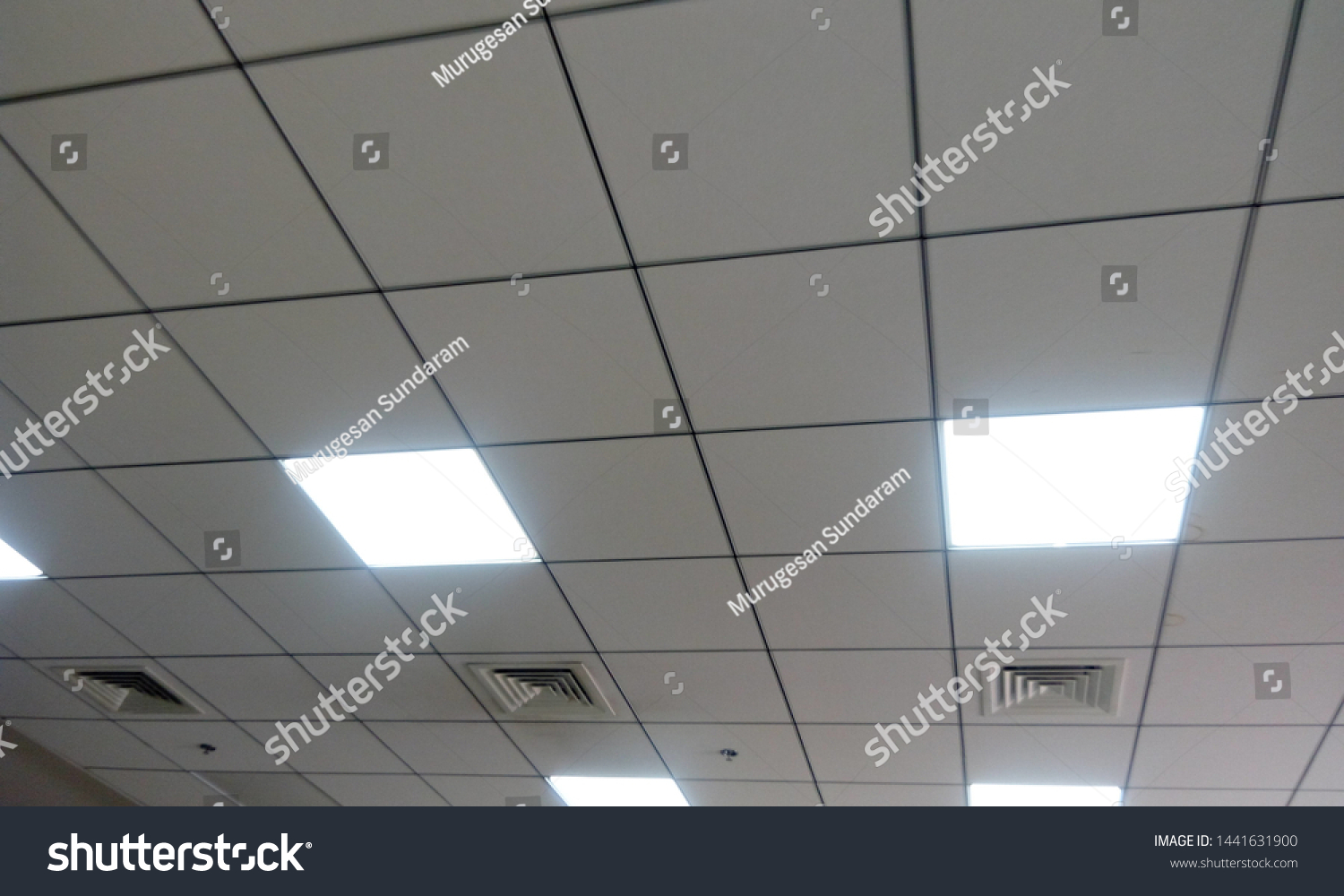 Calcium Silicate Grid Ceiling 60cmx60cm Lighting Stock Photo