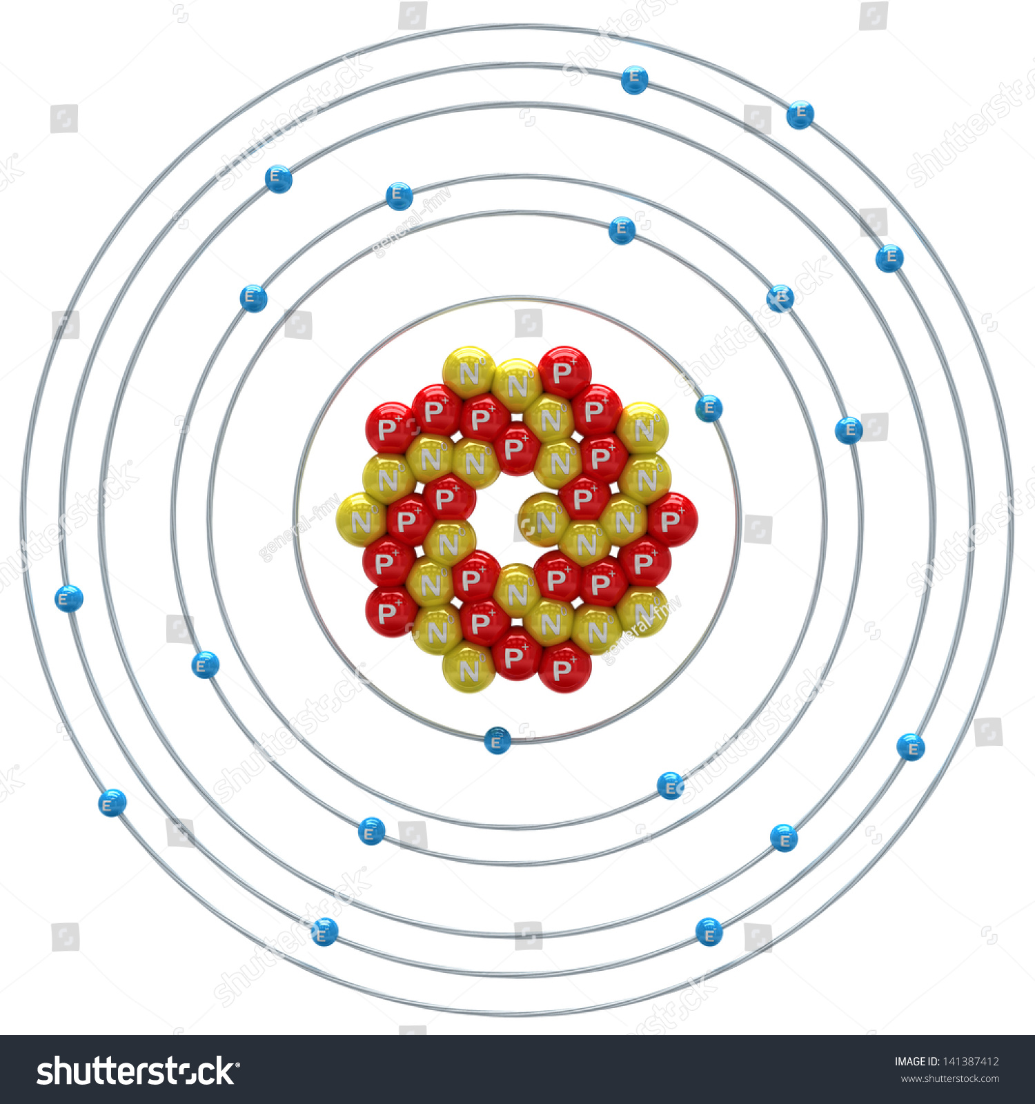 Calcium(Unstable Isotope) Atom On A White Background Stock Photo ...