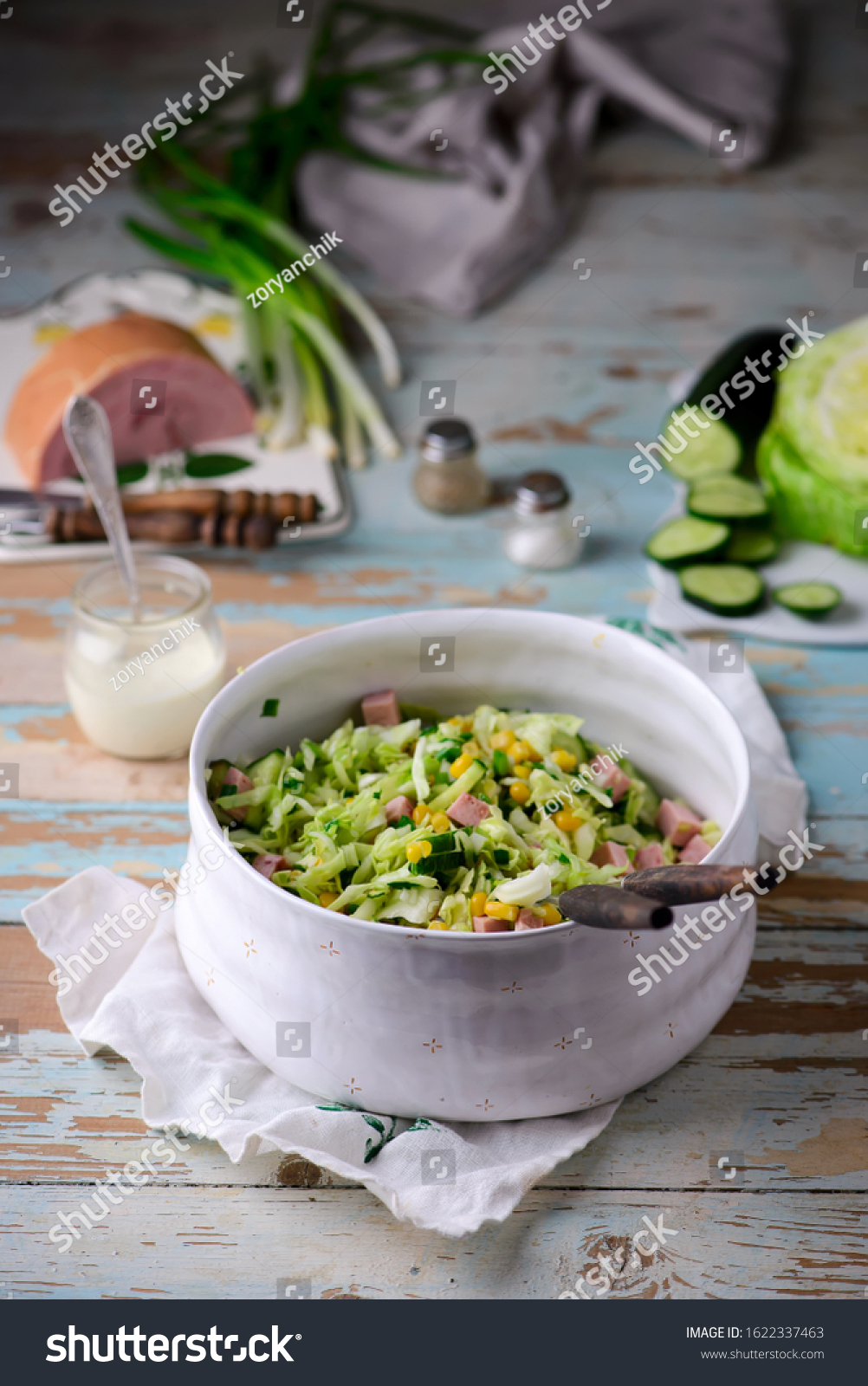 Cale Slaw Cabbage Ham Salad Style Stock Photo Edit Now 1622337463