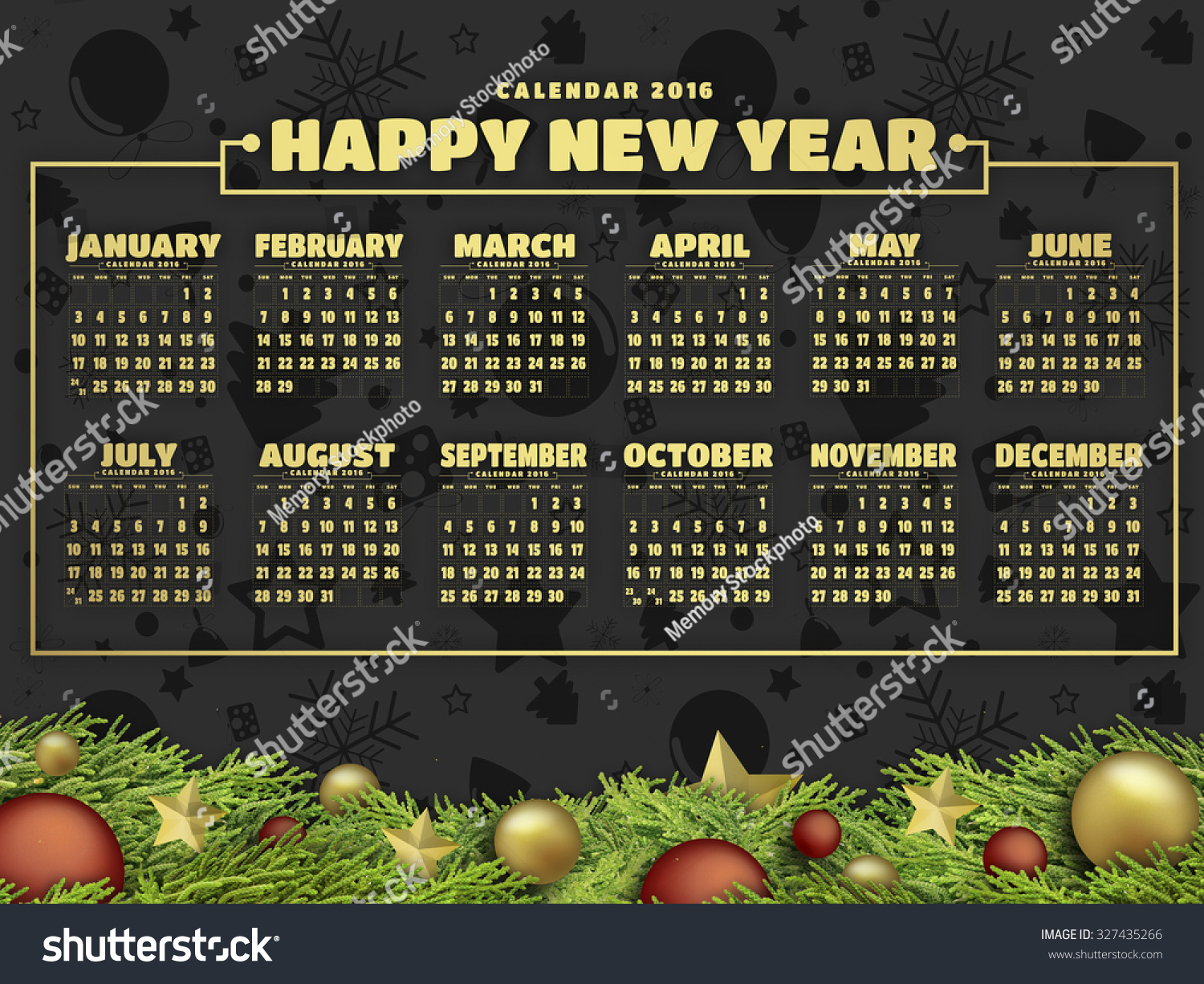 Calendar 2016 And Happy New Year Stock Photo 327435266 : Shutterstock