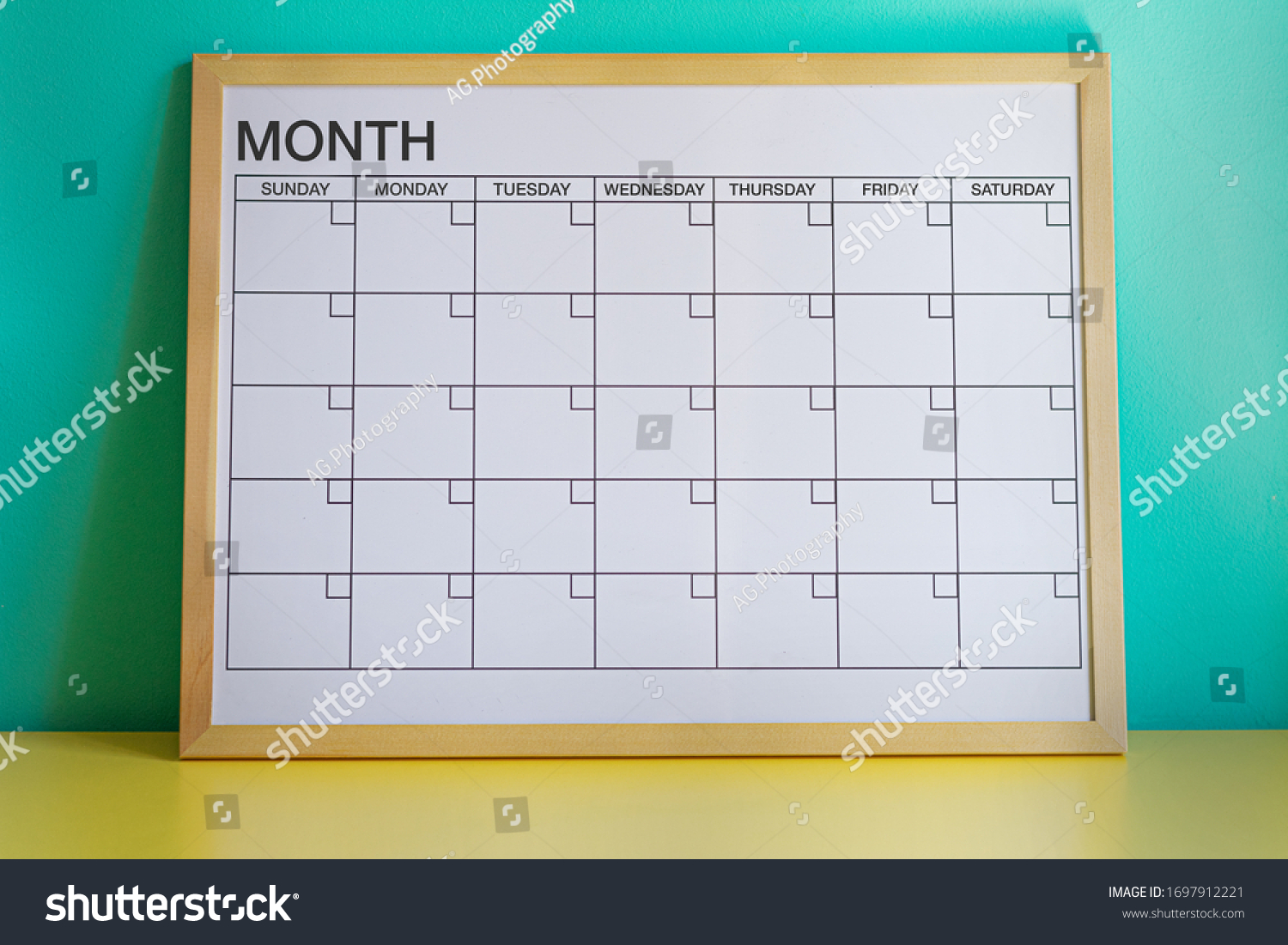 Calendar Blackboard Empty Colorful Desk Stock Photo 1697912221