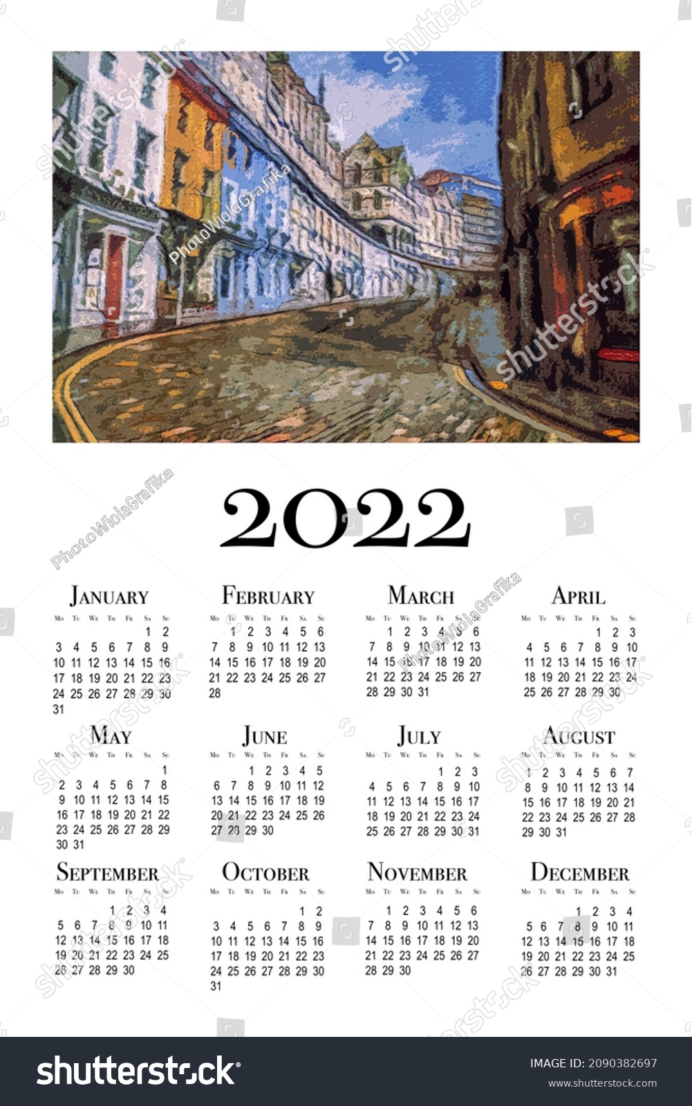 calendar 2022 printable wall calendar week stock illustration 2090382697