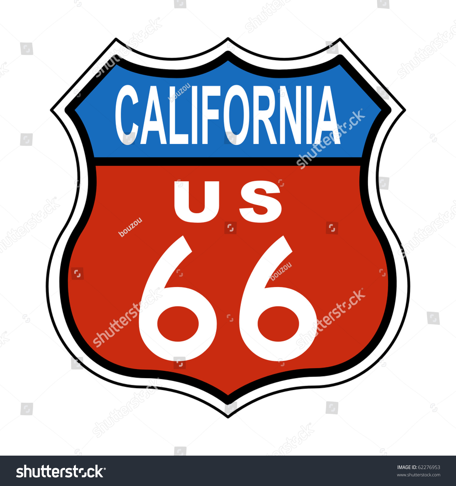 California Route Us 66 Sign Stock Illustration 62276953