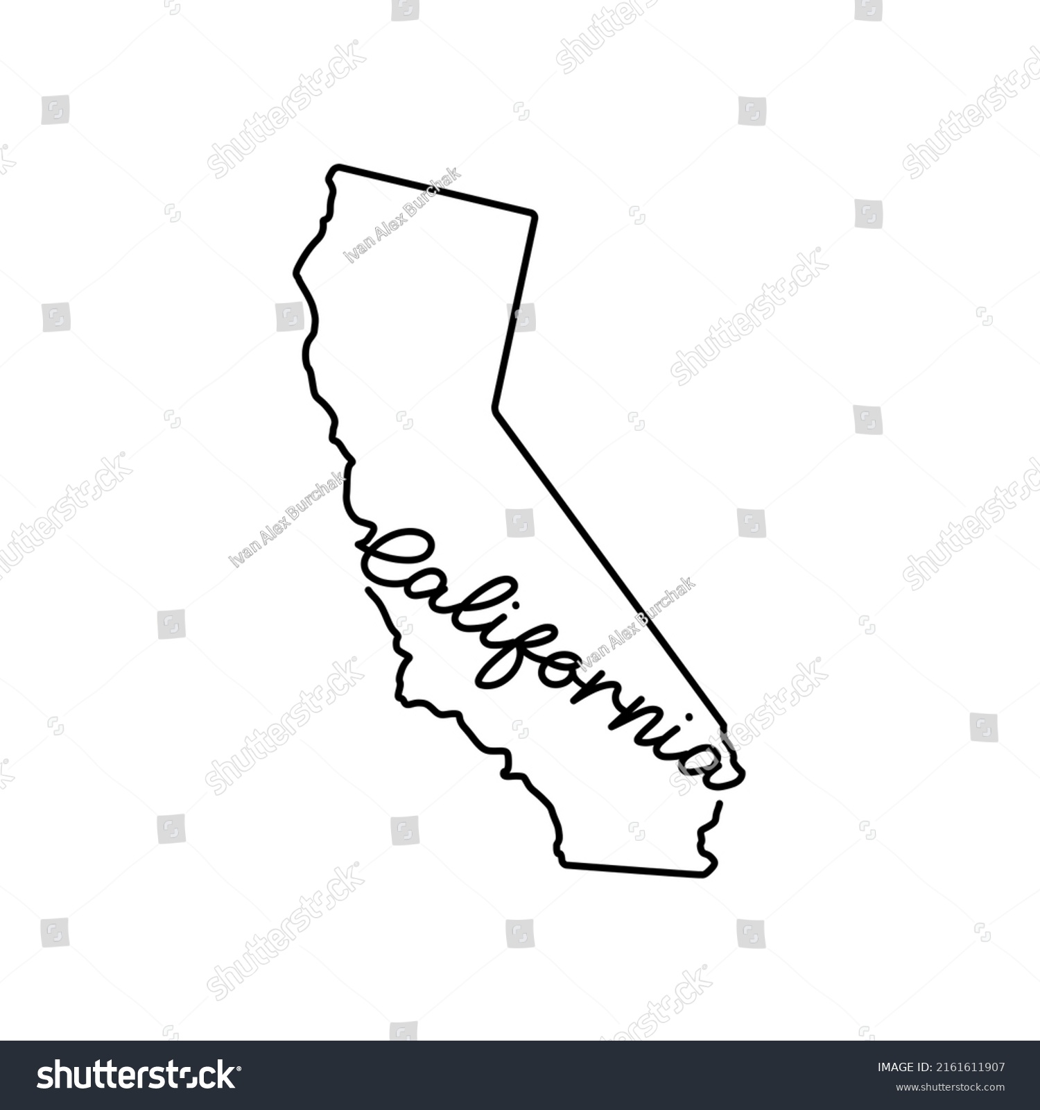 California Us State Outline Map Handwritten Stock Illustration ...