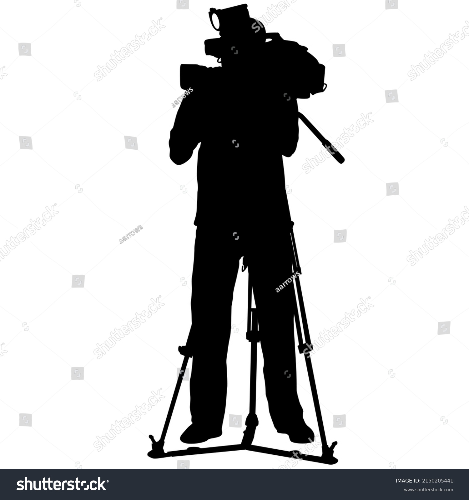 Cameraman Video Camera Silhouettes On White Stock Illustration ...