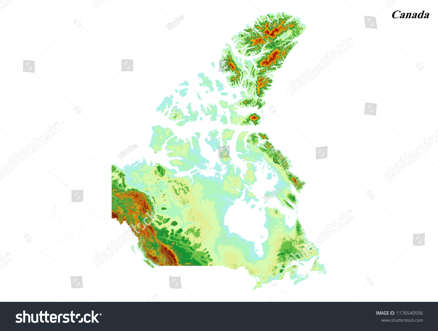 Canada Elevation Map 3d Rendering Stock Illustration 1176540556