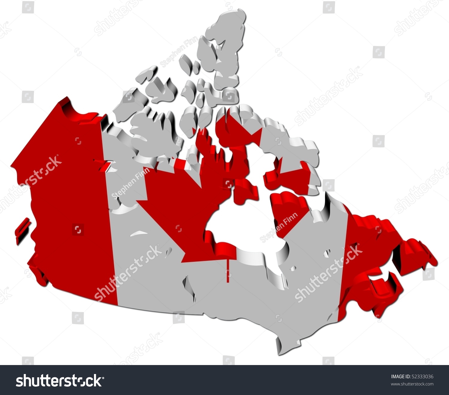 Canada Map Flag 3d Render On White Illustration - 52333036 : Shutterstock