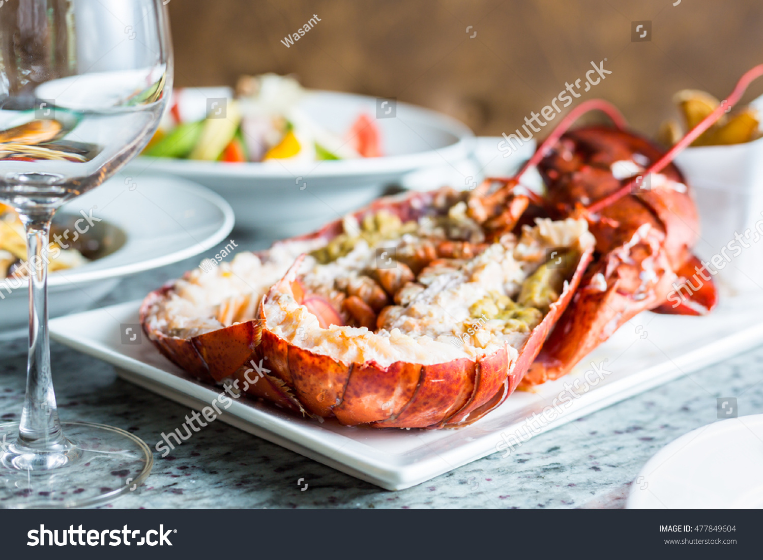 Canadian Lobster Images Stock Photos Vectors Shutterstock   Stock Photo Canadian Lobster On Dinner 477849604 