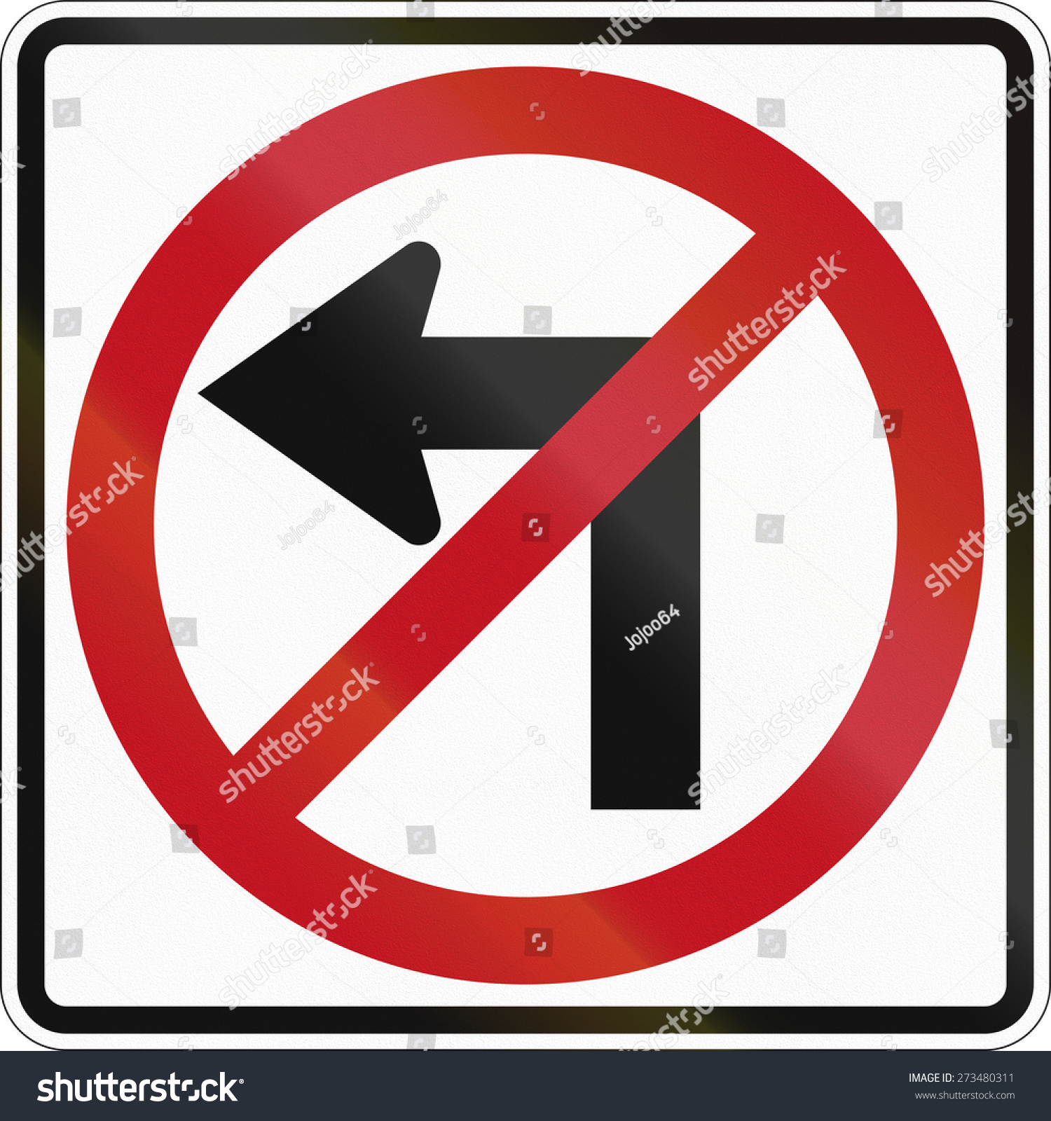 Canadian Regulatory Sign - No Left Turn. Stock Photo 273480311 ...