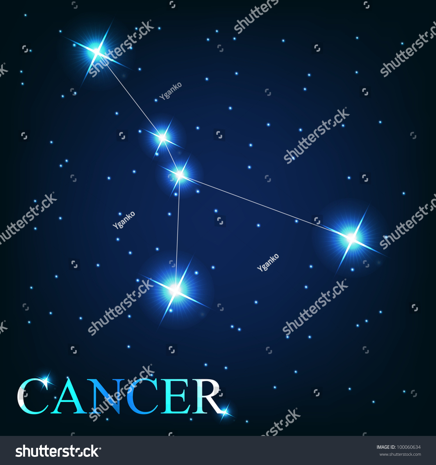 Cancer Zodiac Sign Of The Beautiful Bright Stars On The Background Of ...