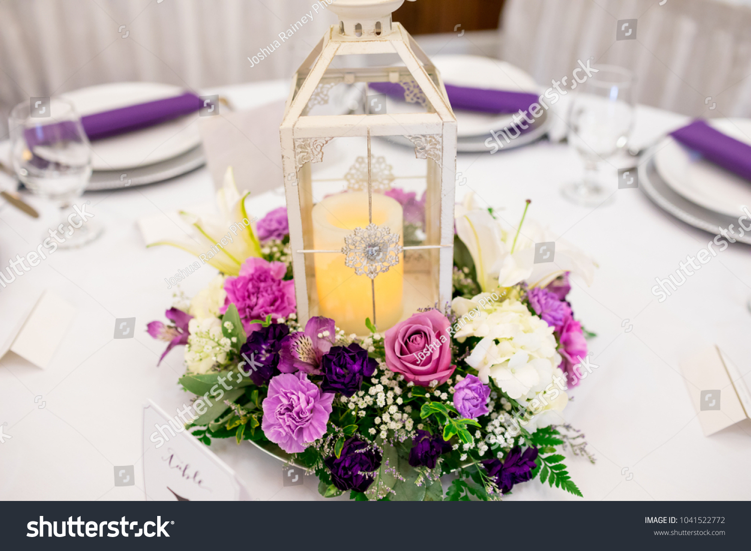 Candle Lantern Wedding Reception Centerpieces Stock Image