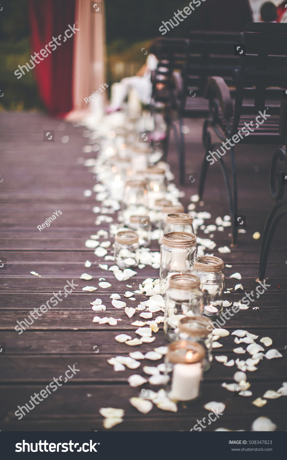 Candles Rose Petals Wedding Decor Stock Photo Edit Now 508347823