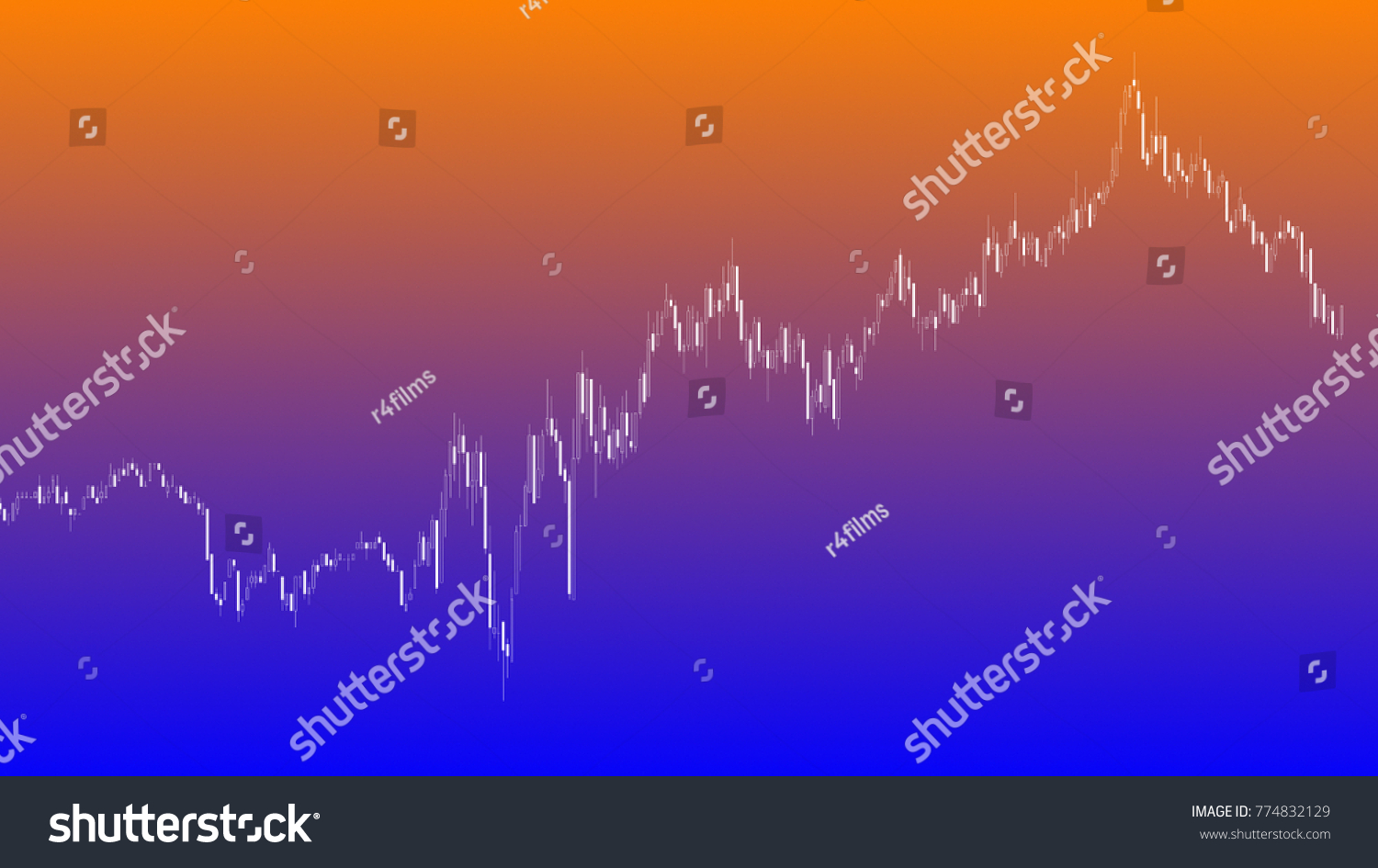 Candlestick Charts On Dark Blue Background Stock Illustration 774832129