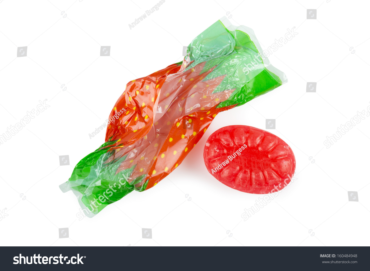 Candy Or Sweet Unwrapped On A White Background. Clipping Path Included ...