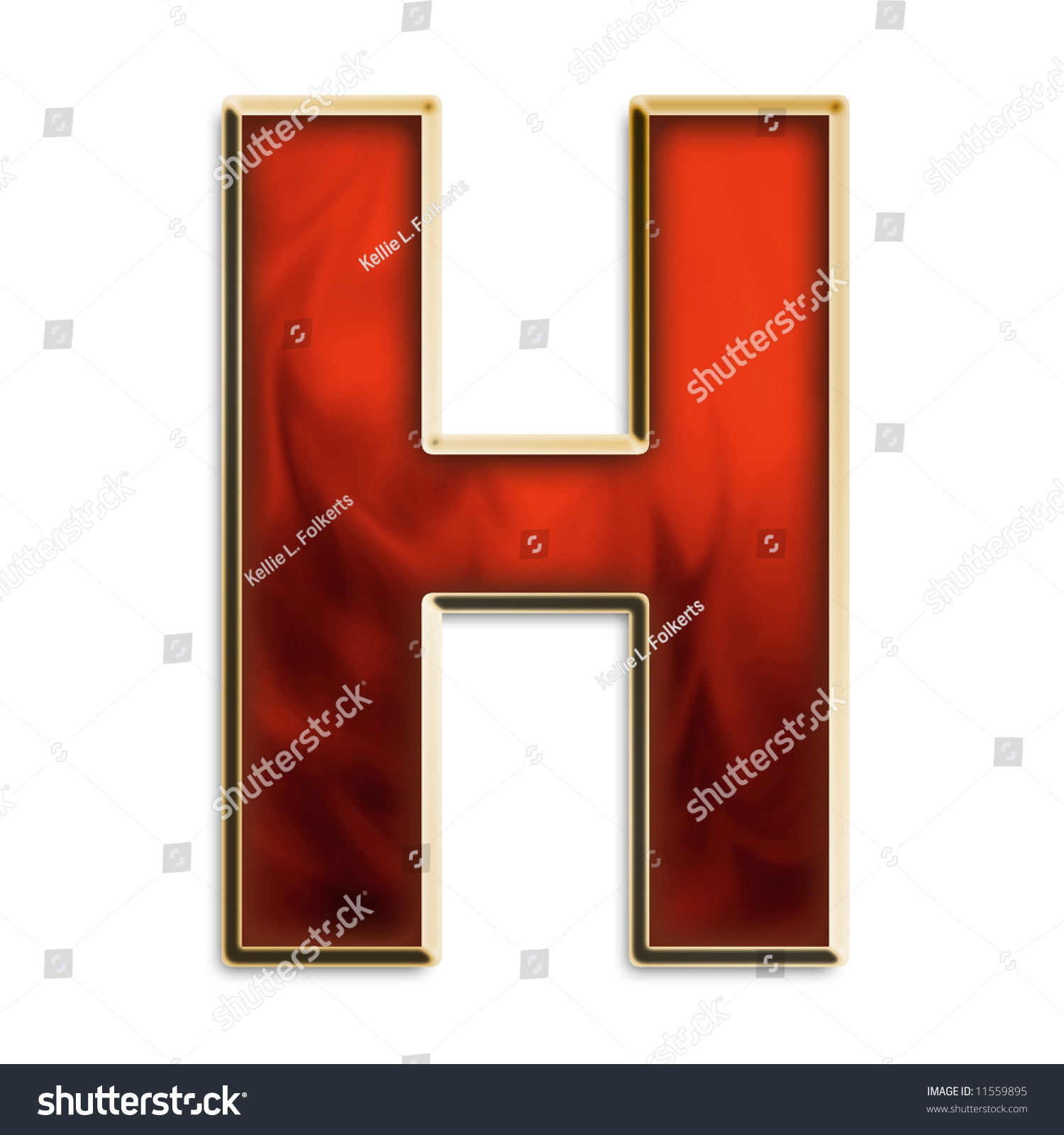 Capital H In Fiery Red & Gold Isolated On White Stock Photo 11559895 ...
