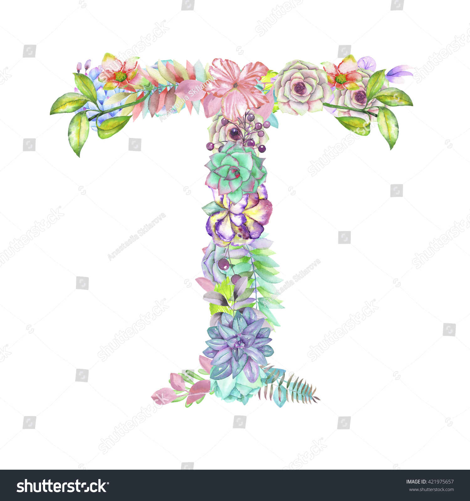 Royalty Free Stock Illustration Of Capital Letter T Watercolor