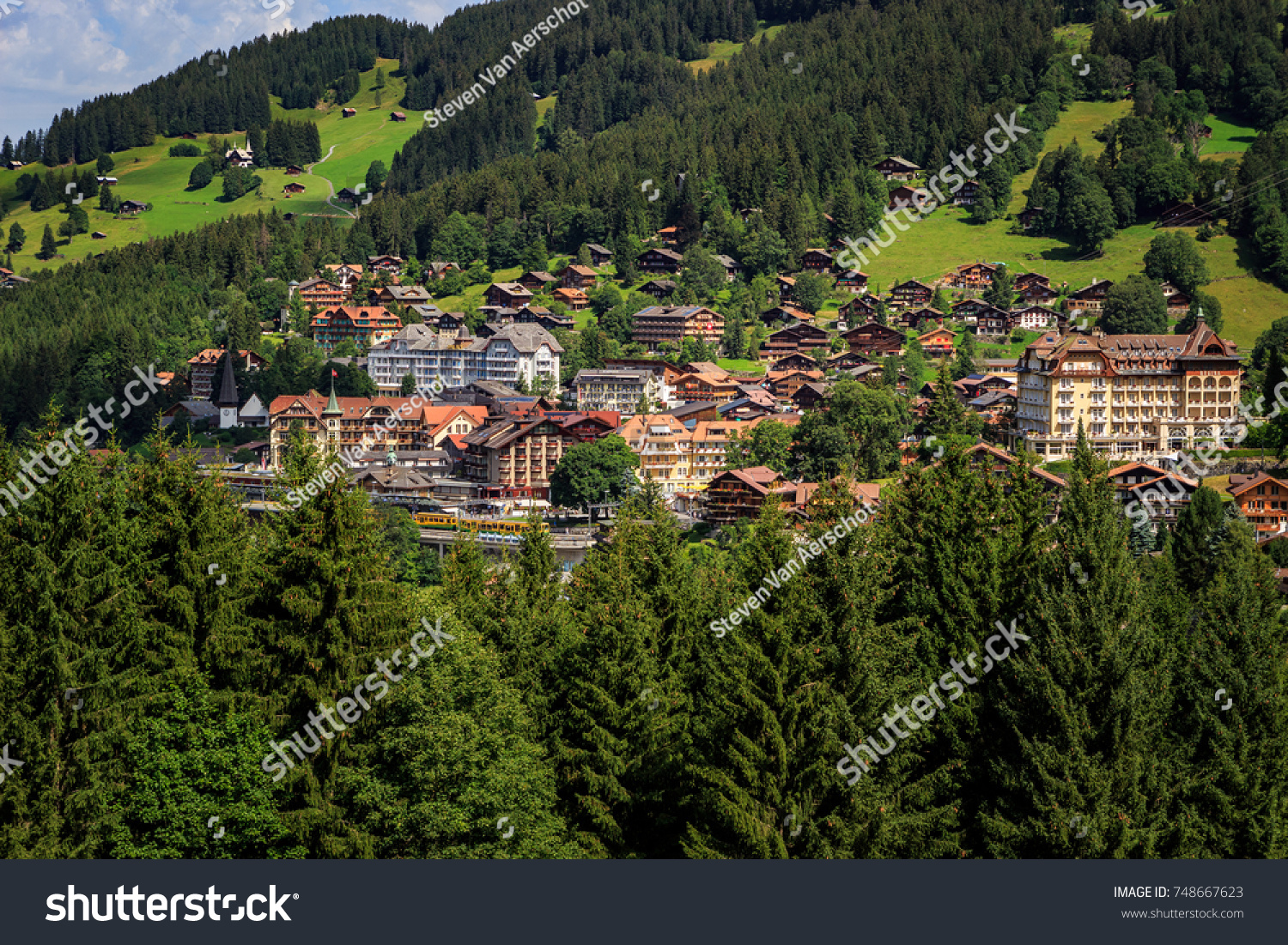 Car Free Mountain Village Wengen Bernese Stock Photo (Edit Now) 748667623 Car Free Mountain Village Wengen Bernese Stock Photo (Edit Now) 748667623