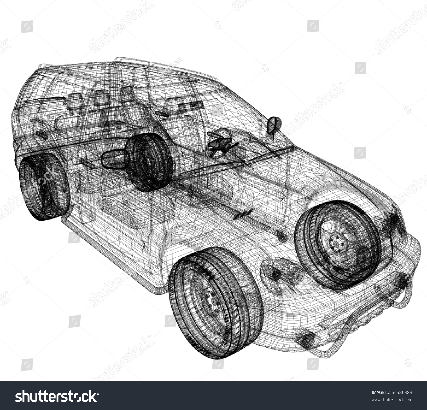 Car Linear 3d Model Stock Illustration 64986883 | Shutterstock