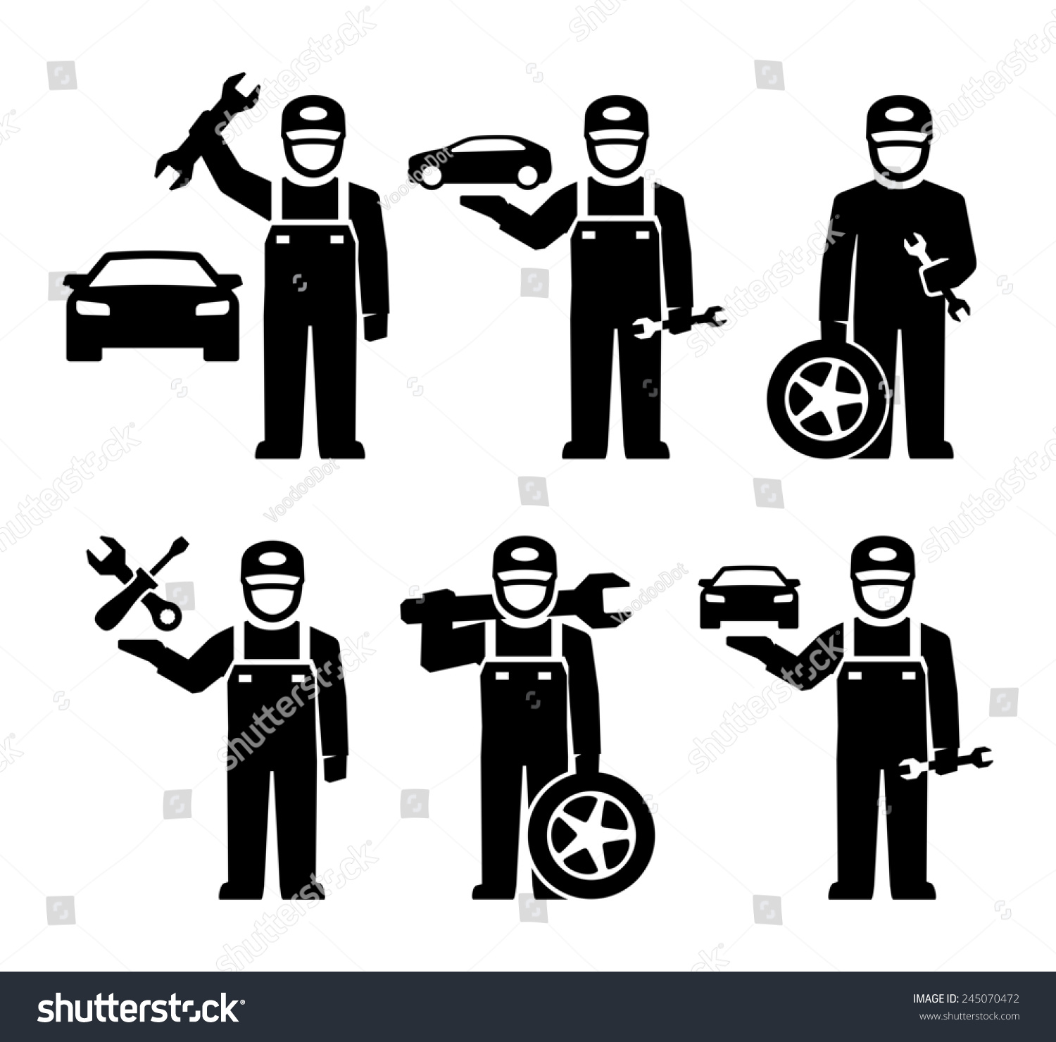 Car Mechanic Figure Pictogram Icons Stock Photo 245070472 : Shutterstock