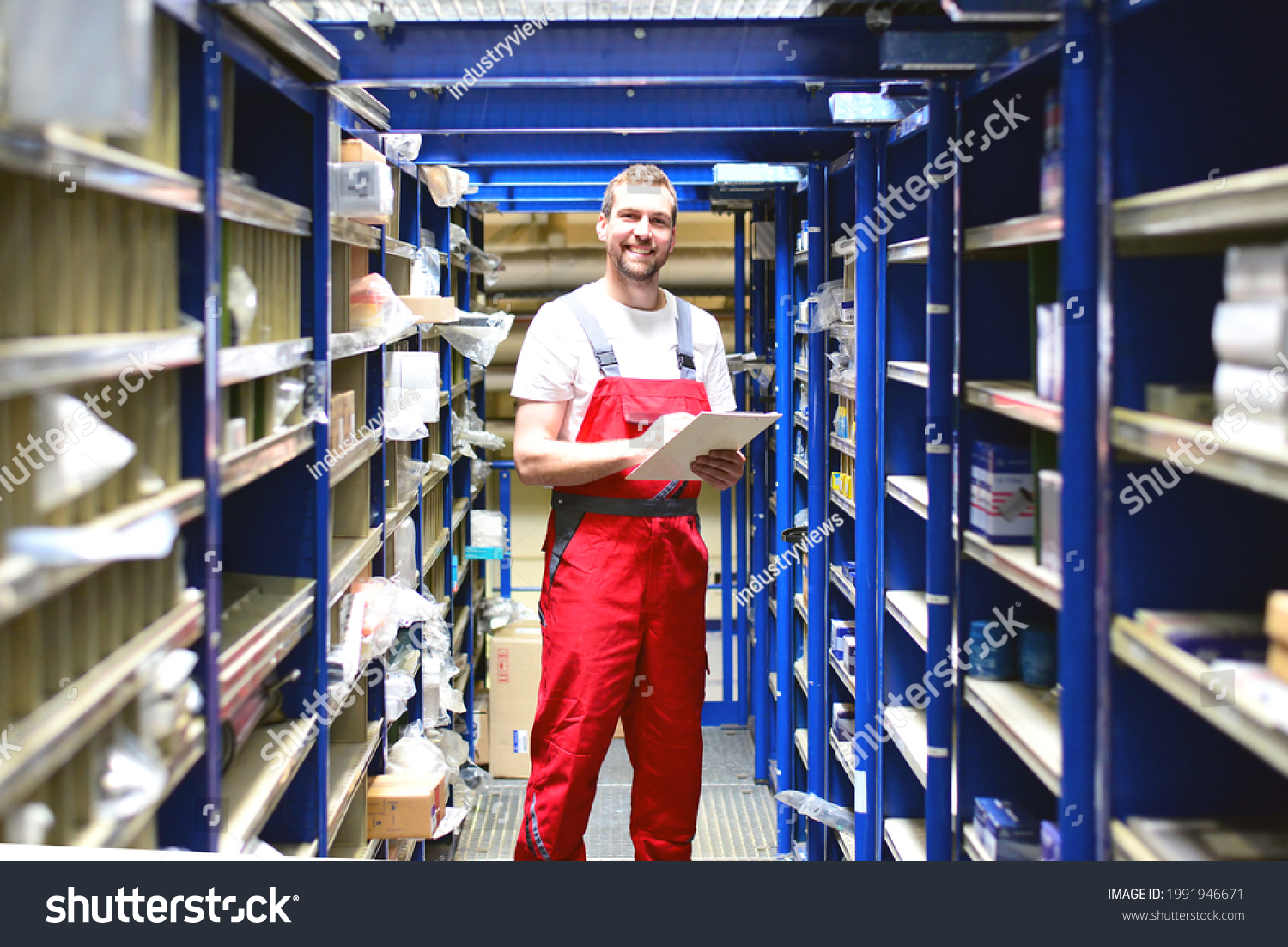 Car Repair Shop Employees Warehouse Spare Stock Photo 1991946671 ...