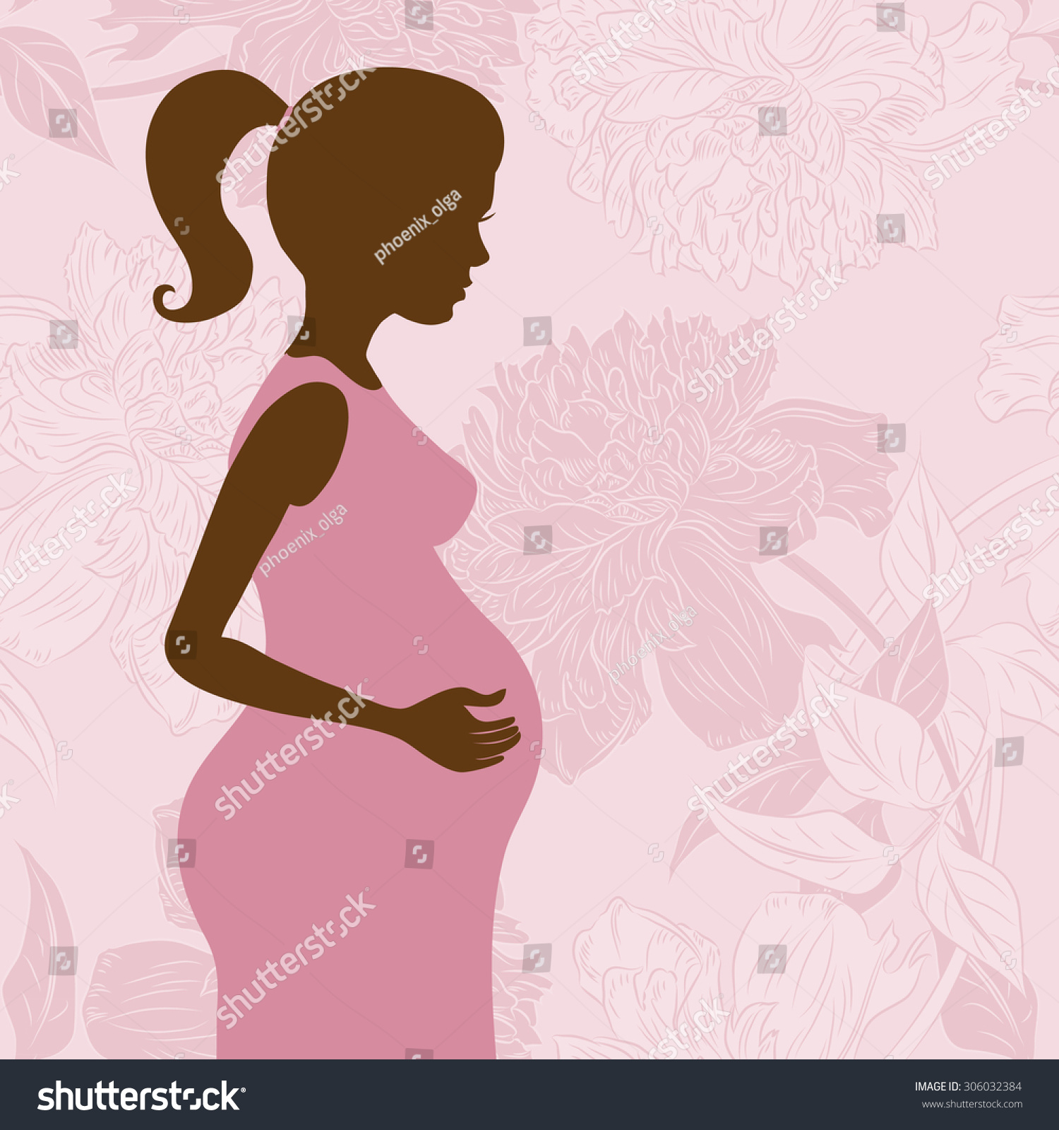 Card African American Beautiful Pregnant Woman Ilustración De Stock 306032384 Shutterstock 