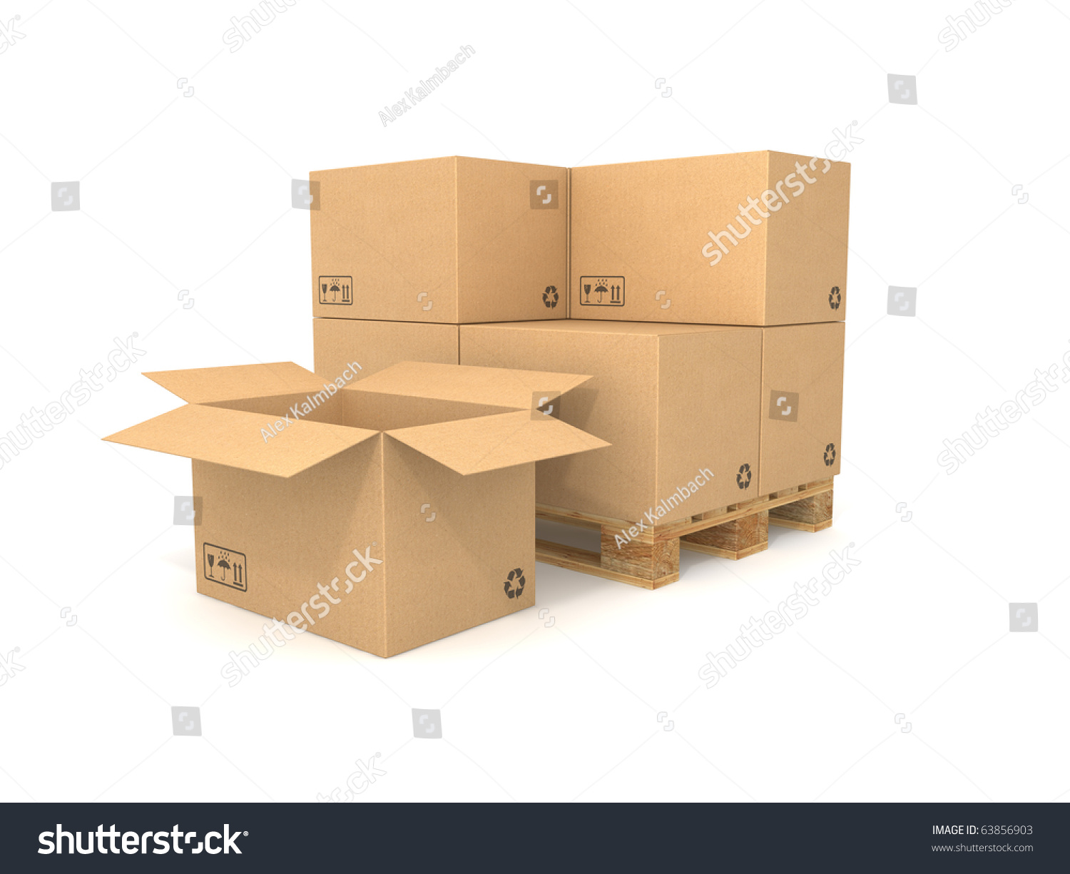 Cardboard Boxes On Pallet Isolated On Stock Illustration 63856903